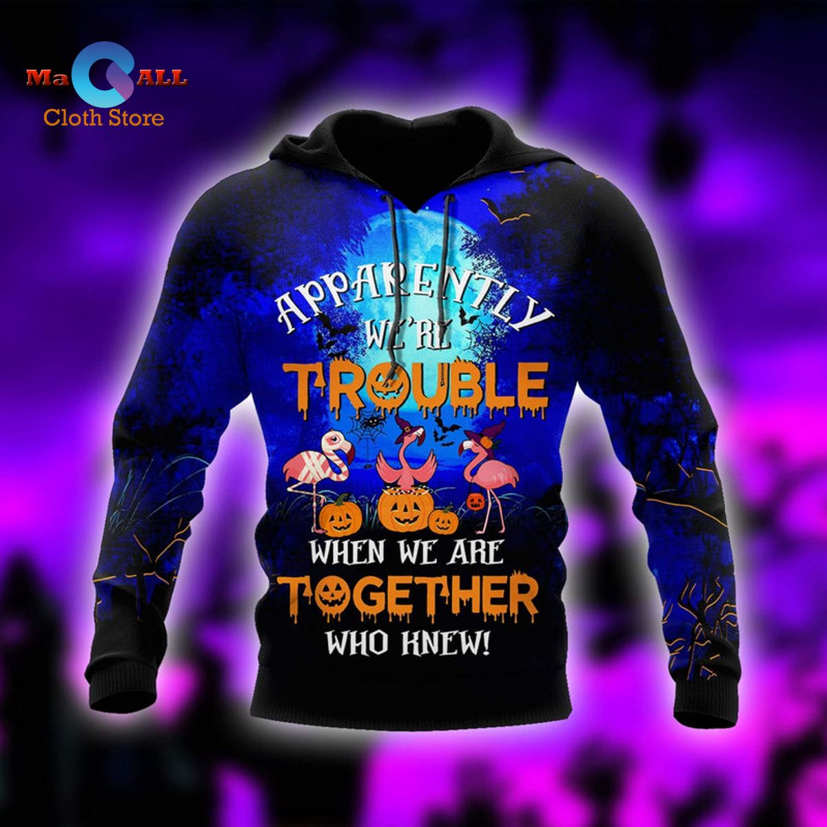 [NEW] Halloween Flamingo Witch Together All Over Print For Men & Women AOP Tee Hoodie Sweatshirt 3D