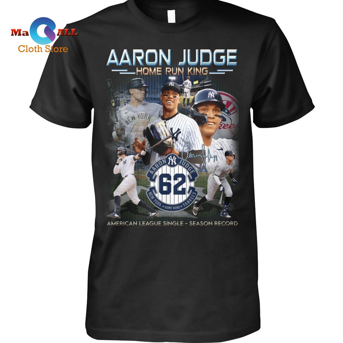 New York Yankees Tee MLB Aaron Judge Homerun All Rise 100% Cotton Navy  T-Shirt