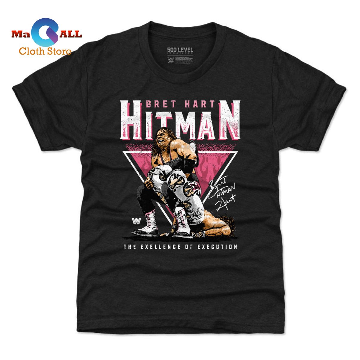[NEW] Bret Hart Sharpshooter Triangle WHT T-Shirt
