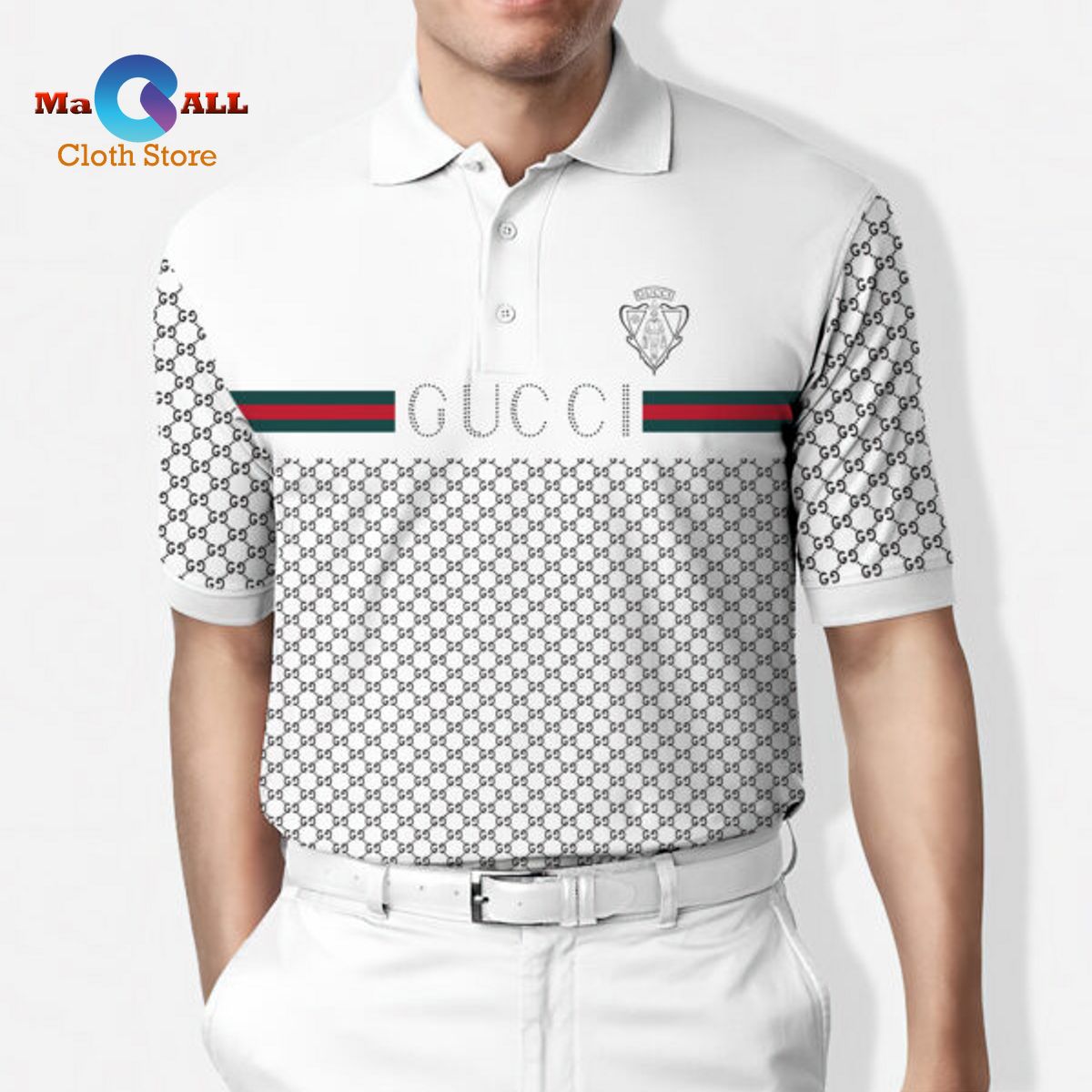 [NEW] Gucci Grid Pattern For Men Polo Shirt
