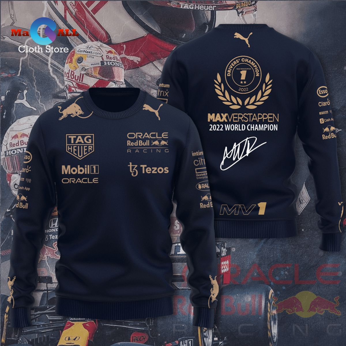 Max Verstappen Red Bull F1 World Champion 2022 black 3D Shirt