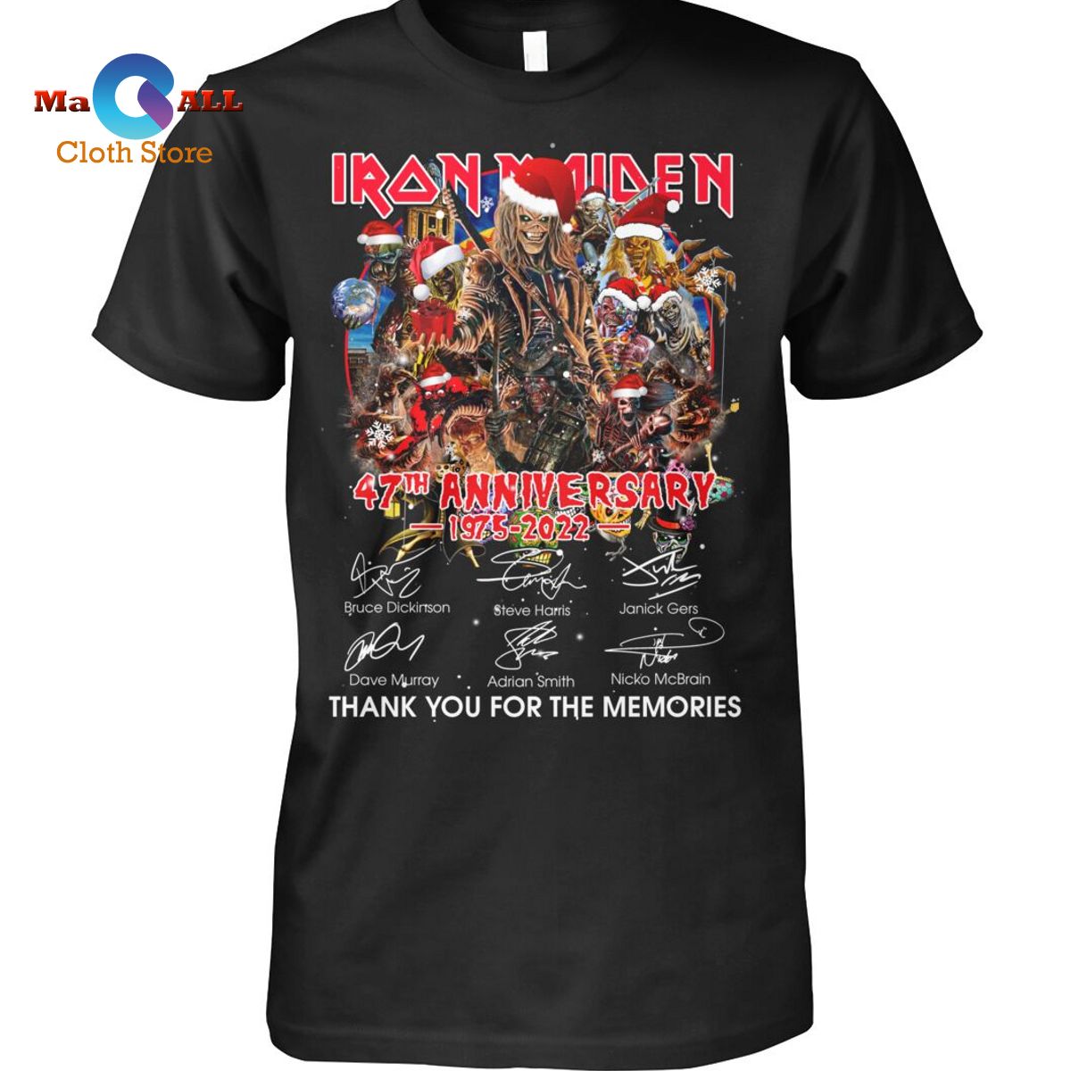 [NEW] Iron-Maiden 47th Anniversary Tour 2022 Signatures T-Shirt