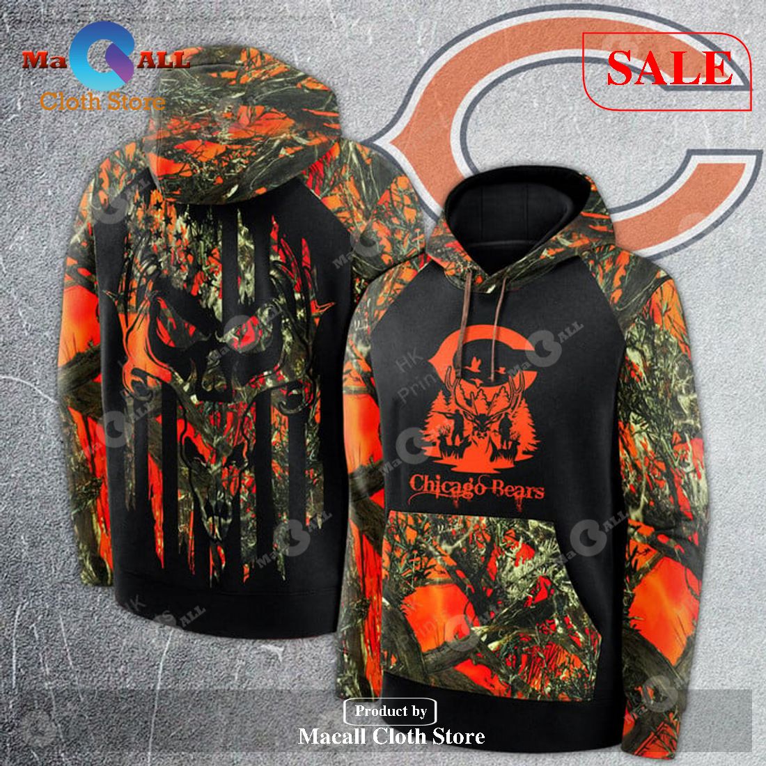 Personalized Chicago Bears Skull Camo 3D Shirt, Hoodie - LIMITED EDITION