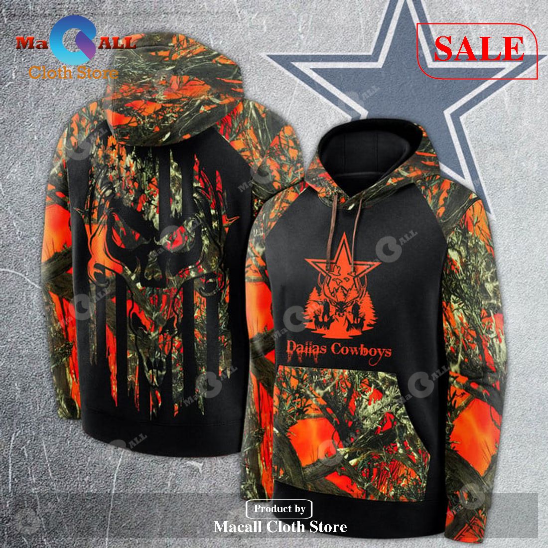 Dallas Cowboys NFL Hunting Camo Hoodie 3D For Fans