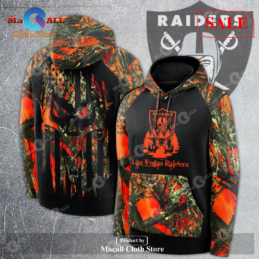 BEST NFL Las Vegas Raiders Special Camo Realtree Hunting 3D Hoodie