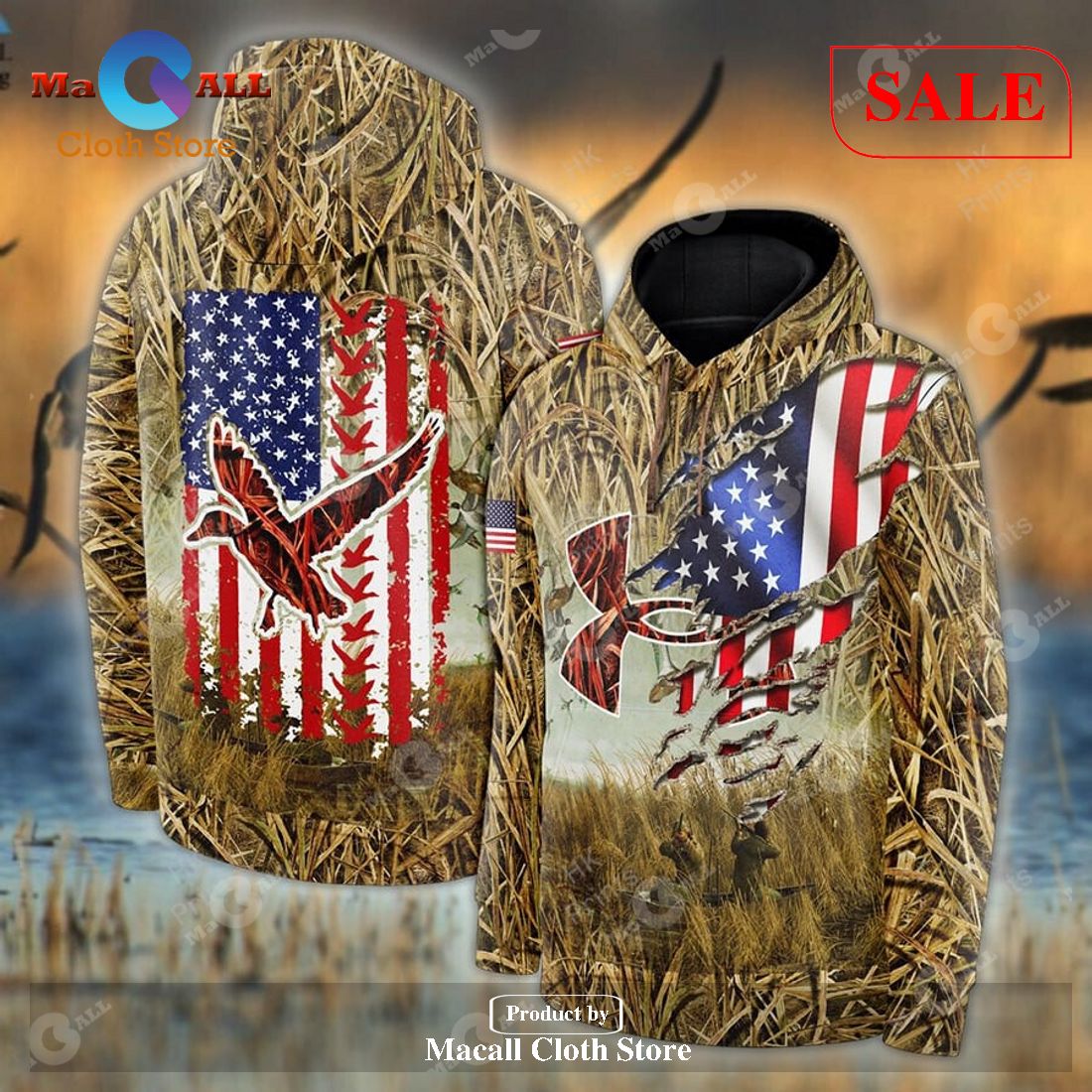 [SALE] UA Duck Hunting American Flag AOP Hoodie Sweatshirt 3D LIMITED ...