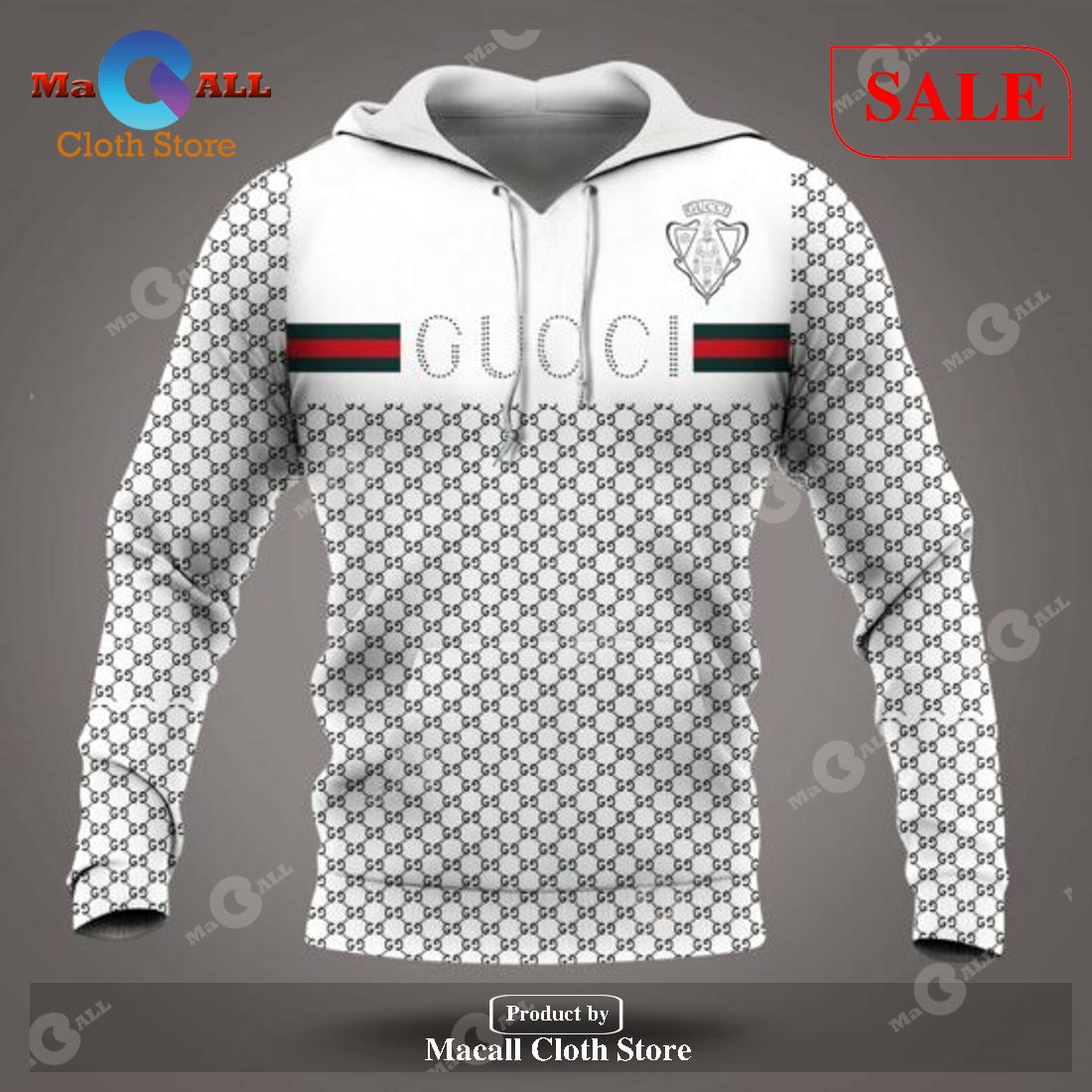 [SALE] White Premium Gucci For Men Hoodie Sweatshirt 3D LIMITED EDITION