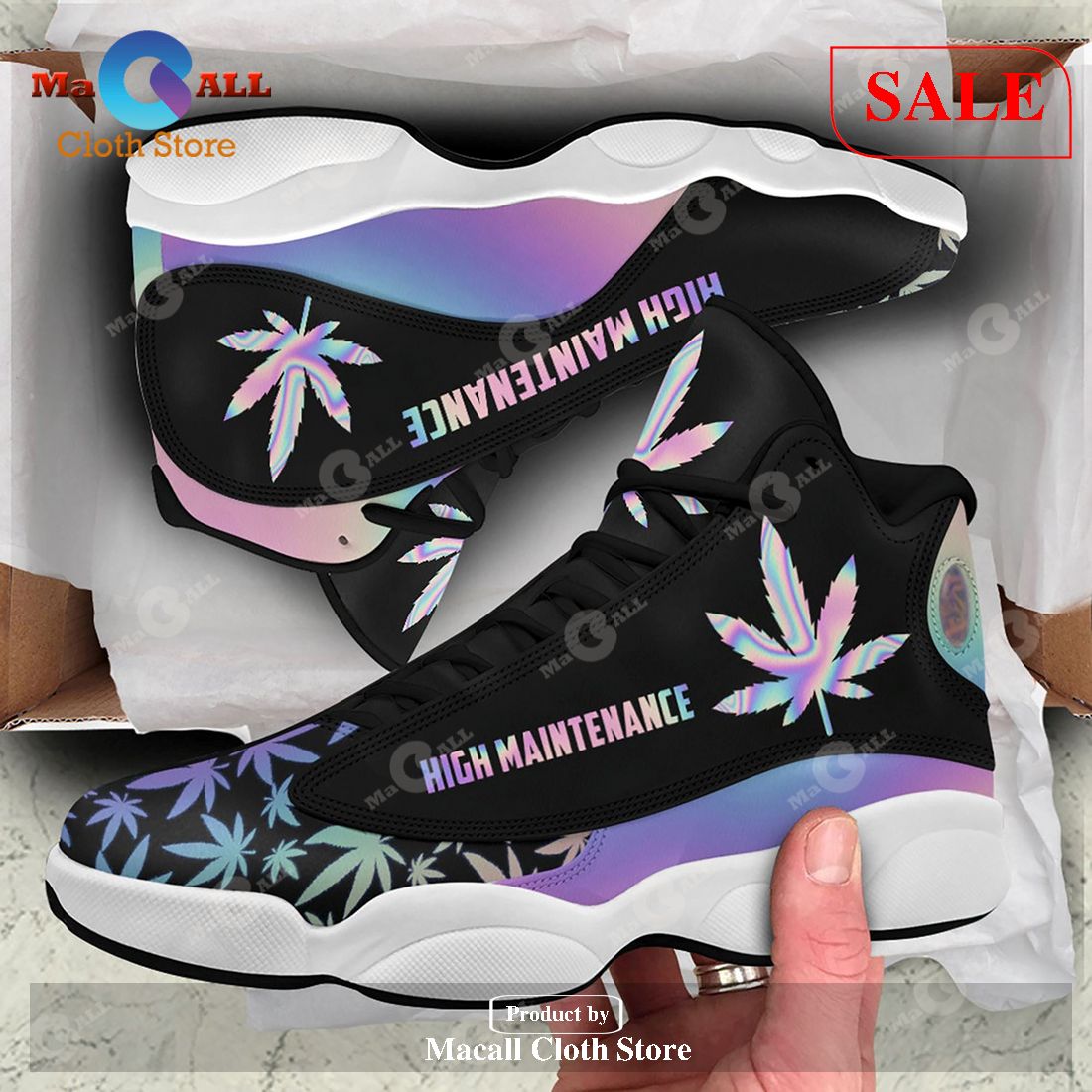[SALE] High Maintenance Weed Hologram Jordan 13 Shoe Cannabis Psychedelic Marijuana Lover Weed Shoe