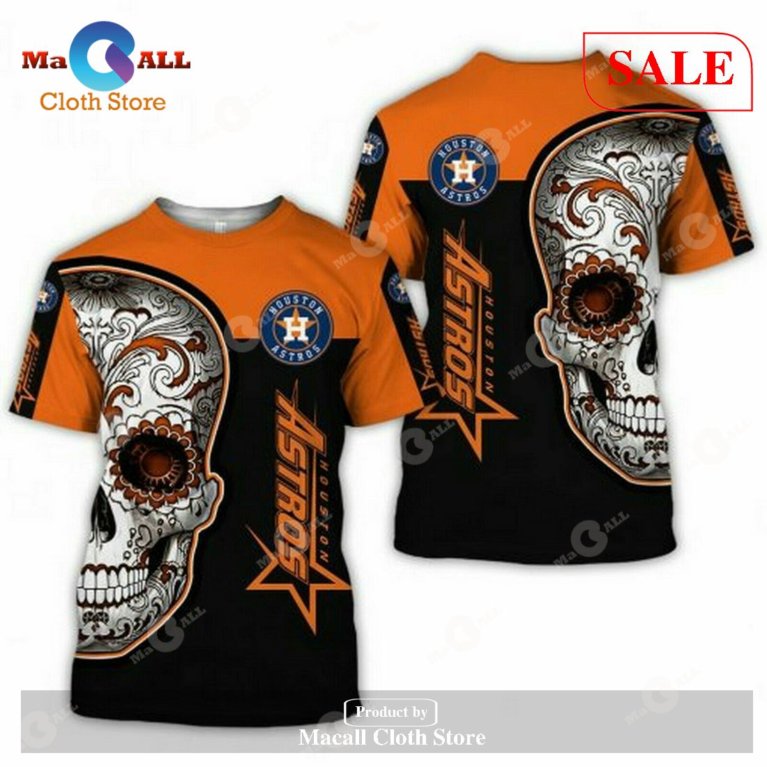 [SALE] Houston Astros New Skull 3D All Over Printed Clothes T-Shirt 3D
