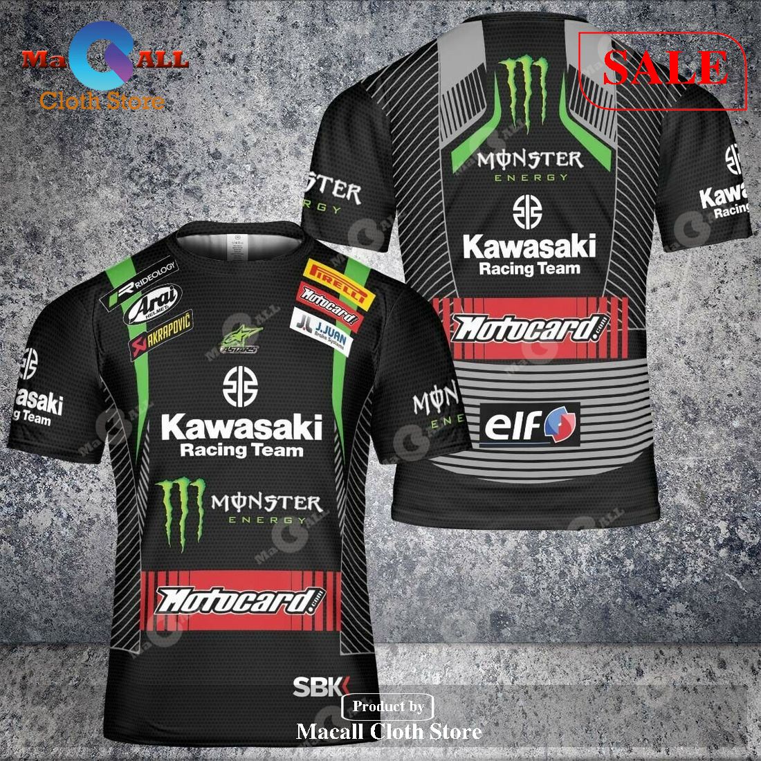 [SALE] Kawasaki Racing Team Motorcycle All Over Printed T-Shirt 3D