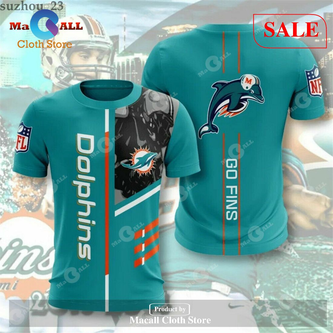 [SALE] Miami Dolphins Sport Team 3D All Over Printed T-Shirt 3D