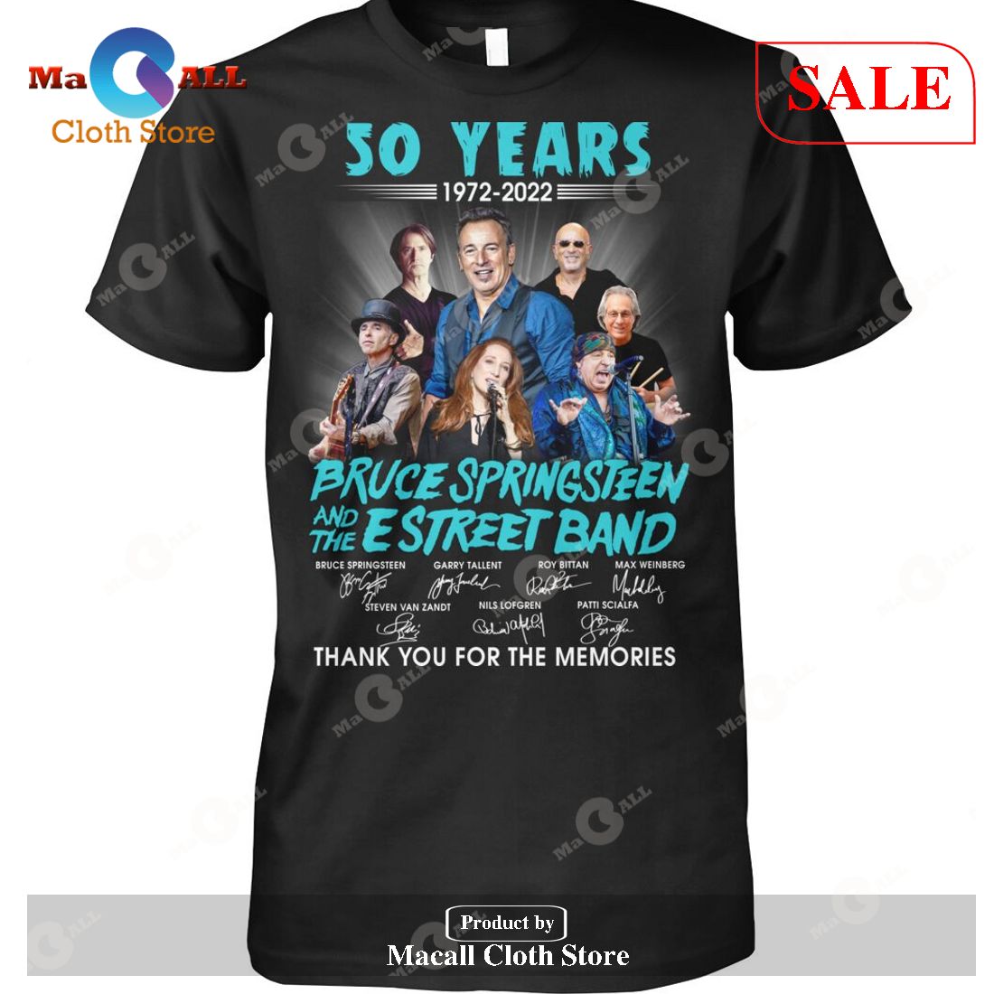 [SALE] Bruce Springsteen And The Estreet Band 50 Years Signatures Memories T-Shirt