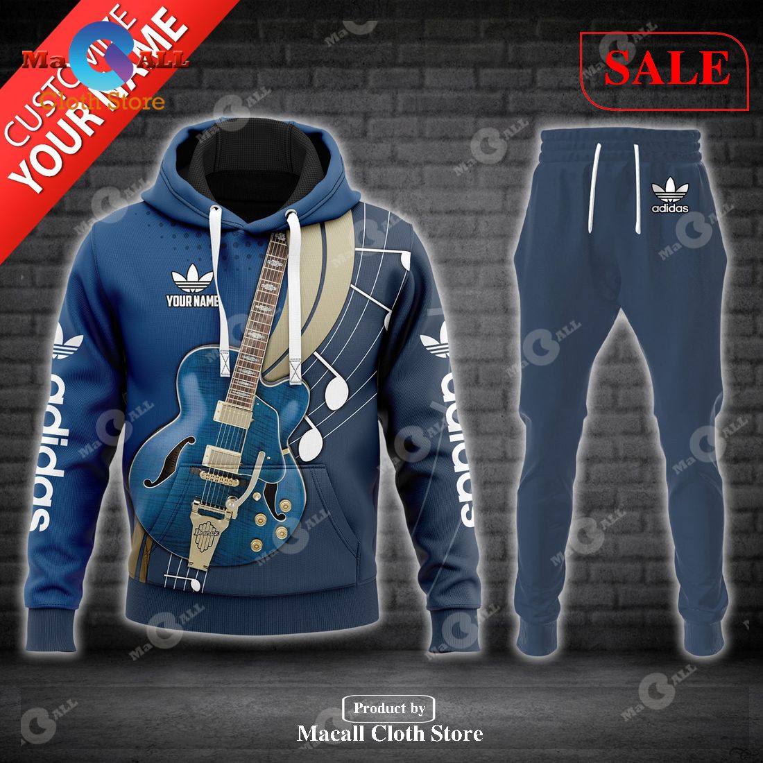 [SALE] Adidas Customize Name Guitar Music Fashion All Over Printed Hoodie Sweatshirt 3D LIMITED EDITION