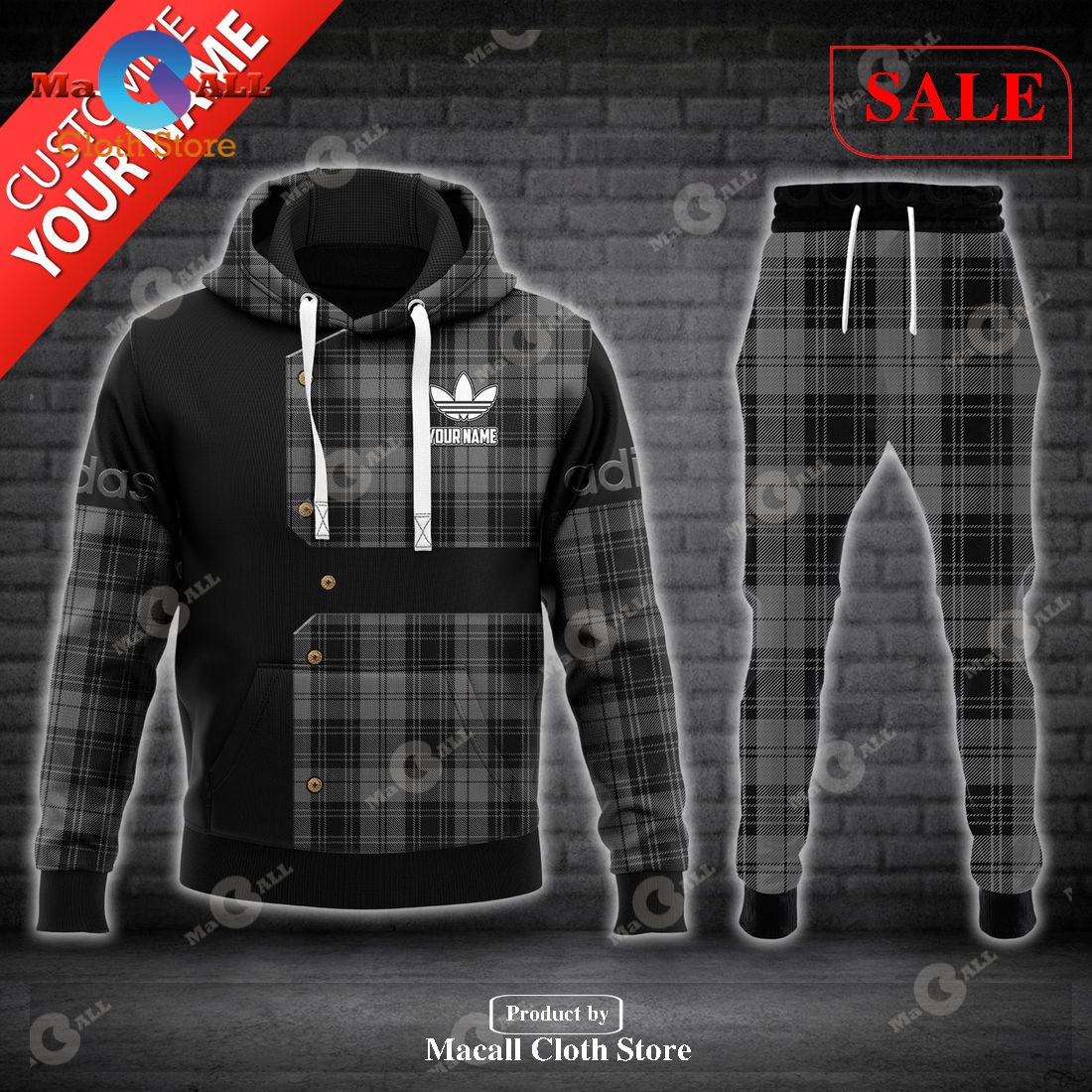 [SALE] Adidas Customize Name Plaid Fashion All Over Printed Hoodie Sweatshirt 3D LIMITED EDITION