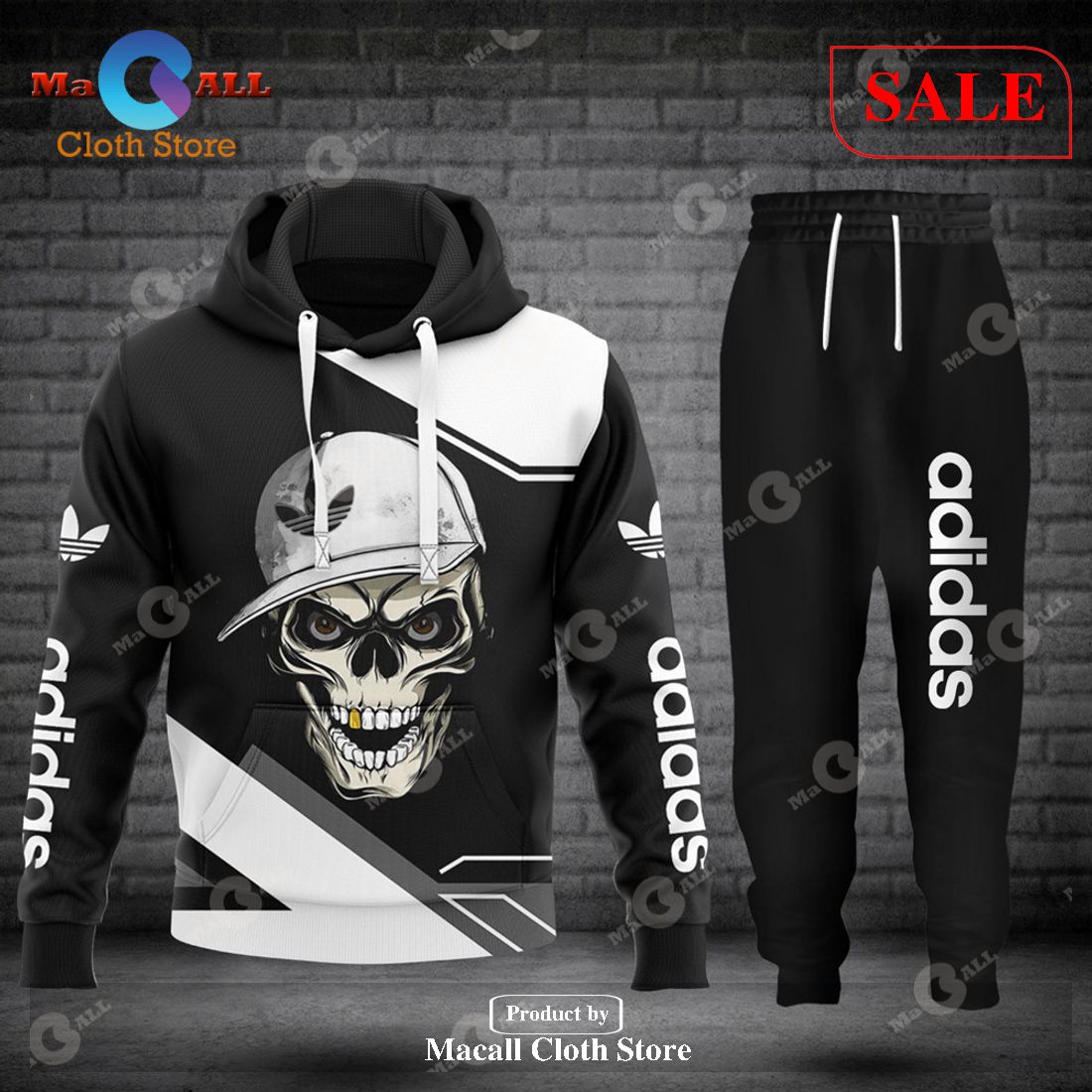 [SALE] Adidas Hip Hop Skull All Over Printed Hoodie Sweatshirt 3D LIMITED EDITION