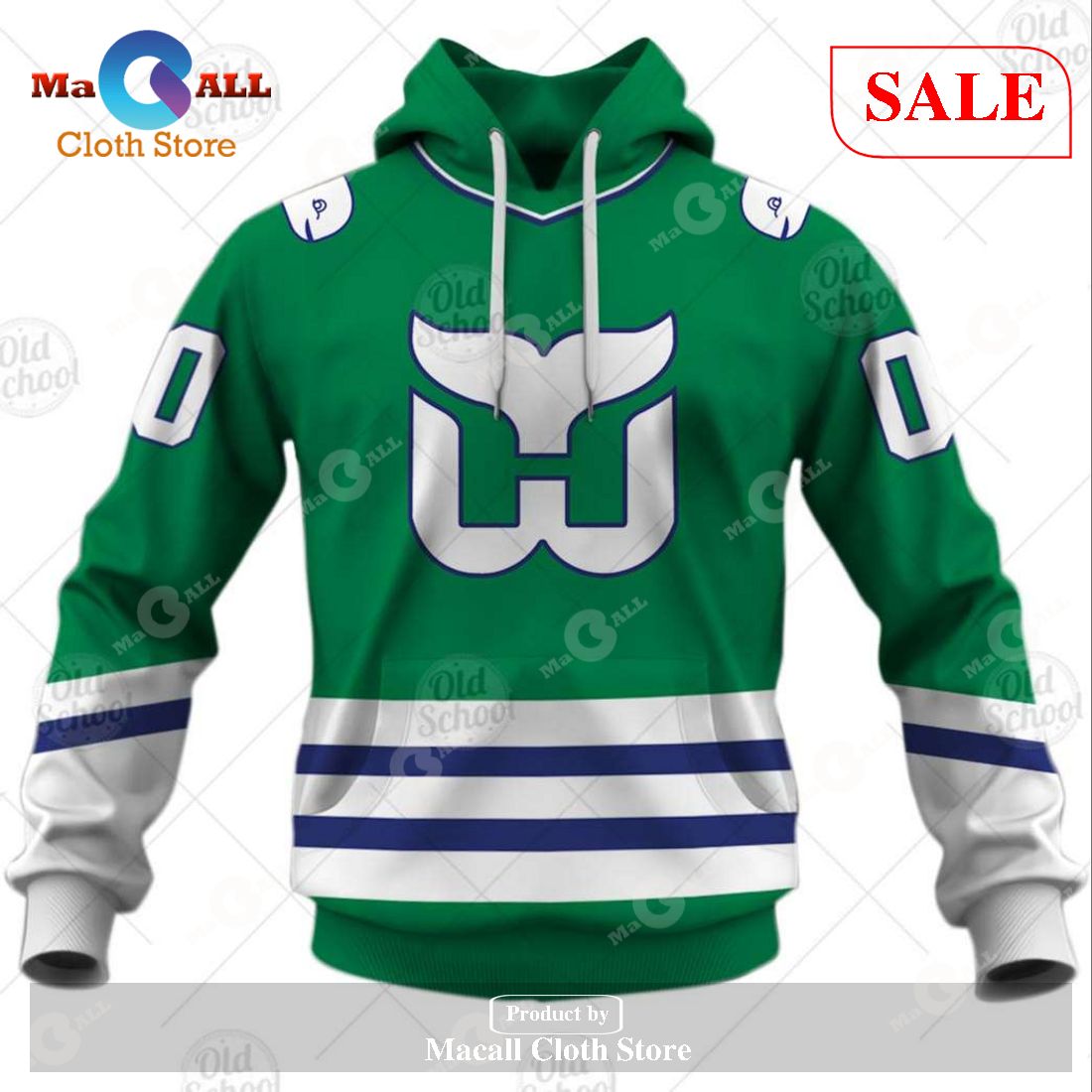 [SALE] Personalized Hartford Whalers Carolina Hurricanes Vintage NHL Jersey Green Hoodie Sweatshirt 3D