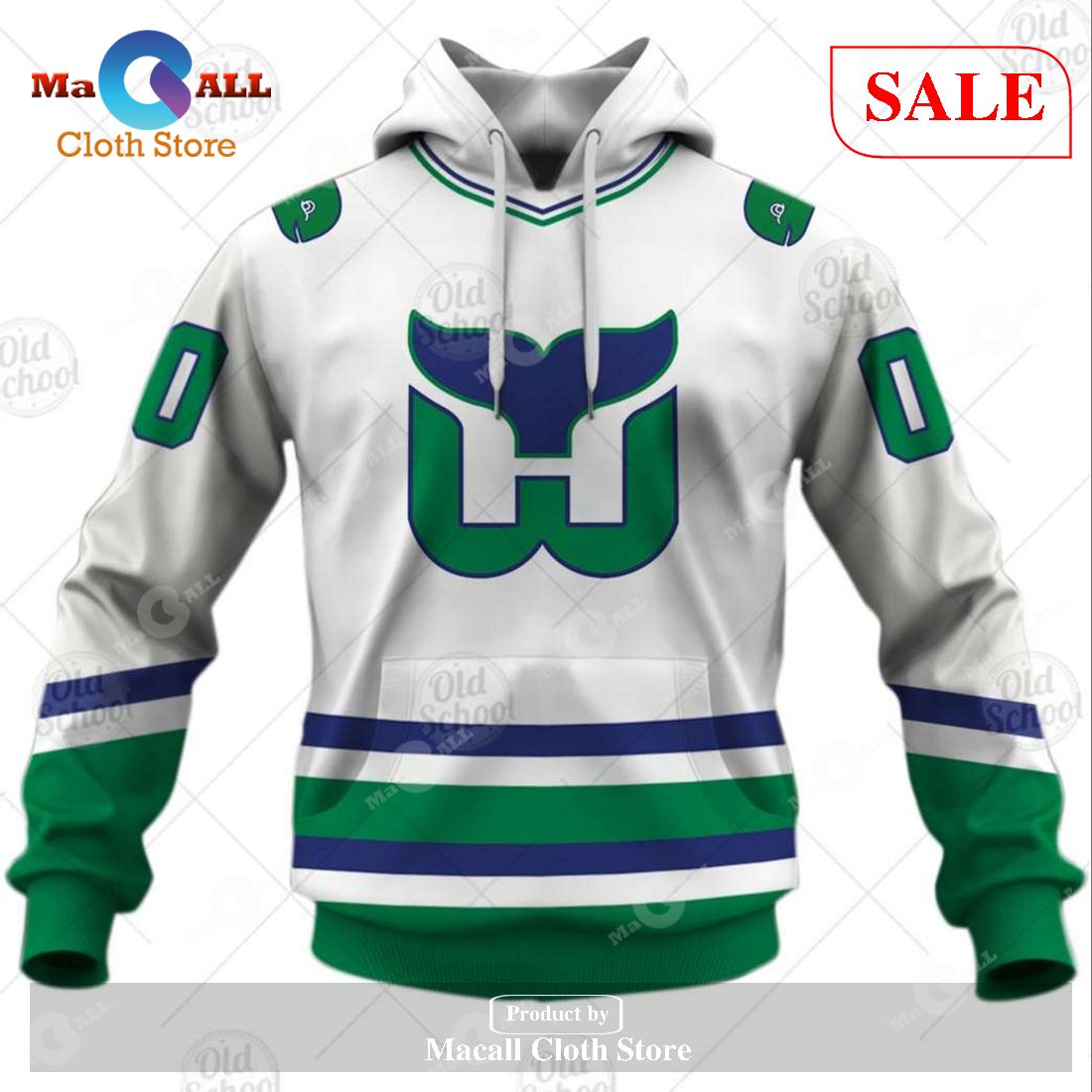[SALE] Personalized Hartford Whalers Carolina Hurricanes Vintage NHL Jersey Hoodie Sweatshirt 3D