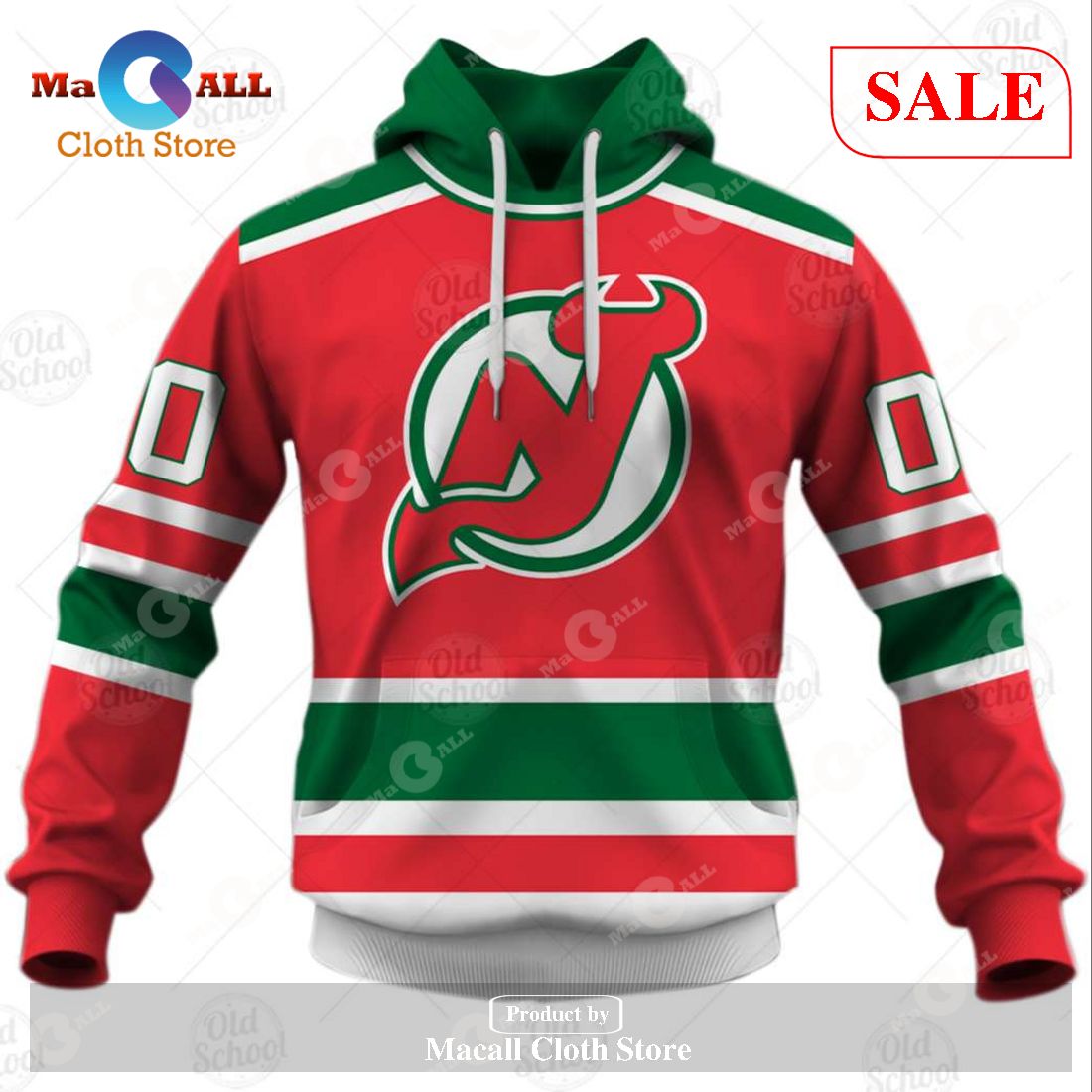[SALE] Personalized Vintage NHL New Jersey Devils Throwback Jersey Green Hoodie Sweatshirt 3D