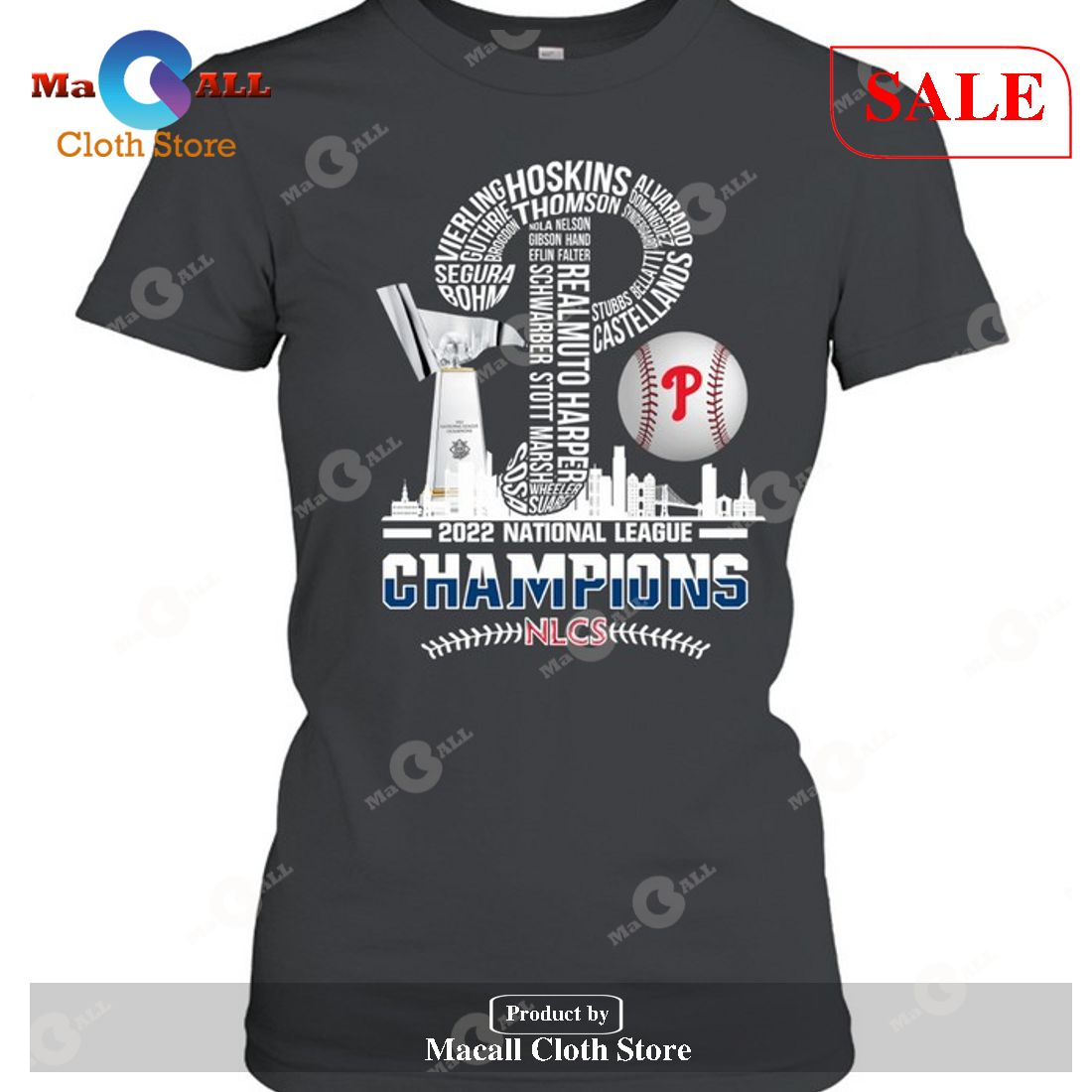 [SALE] Philadelphia Phillies Logo Name’s Player 2022 National League Champions T-Shirt