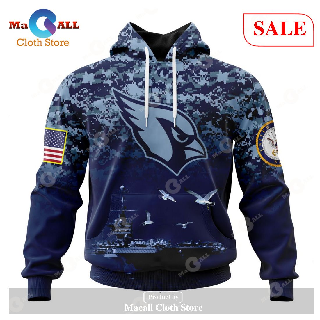 [SALE] NFL Arizona Cardinals – Honor US Navy Veterans Hoodie Sweatshirt 3D LIMITED EDITION