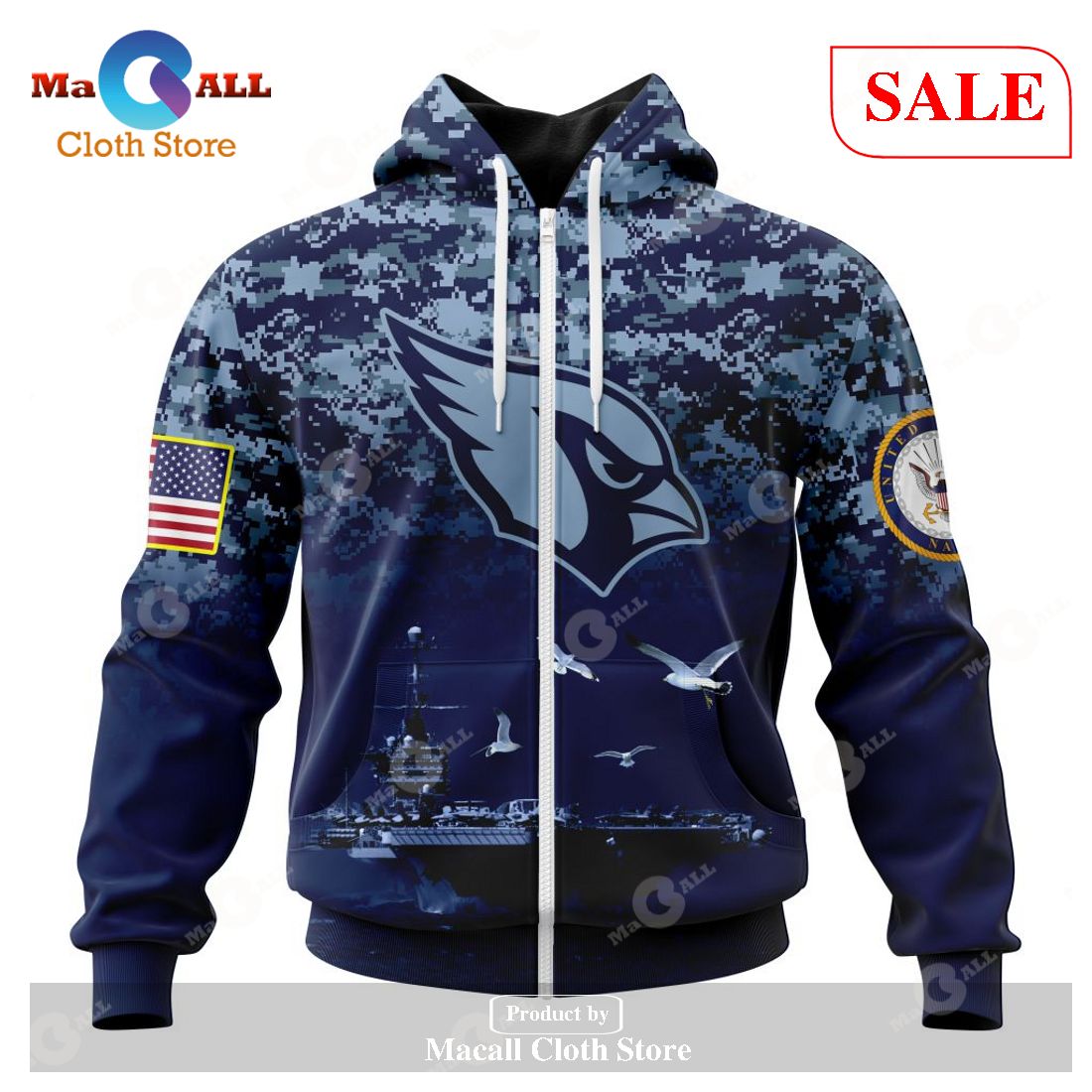 [SALE] NFL Arizona Cardinals – Honor US Navy Veterans Hoodie Sweatshirt 3D LIMITED EDITION