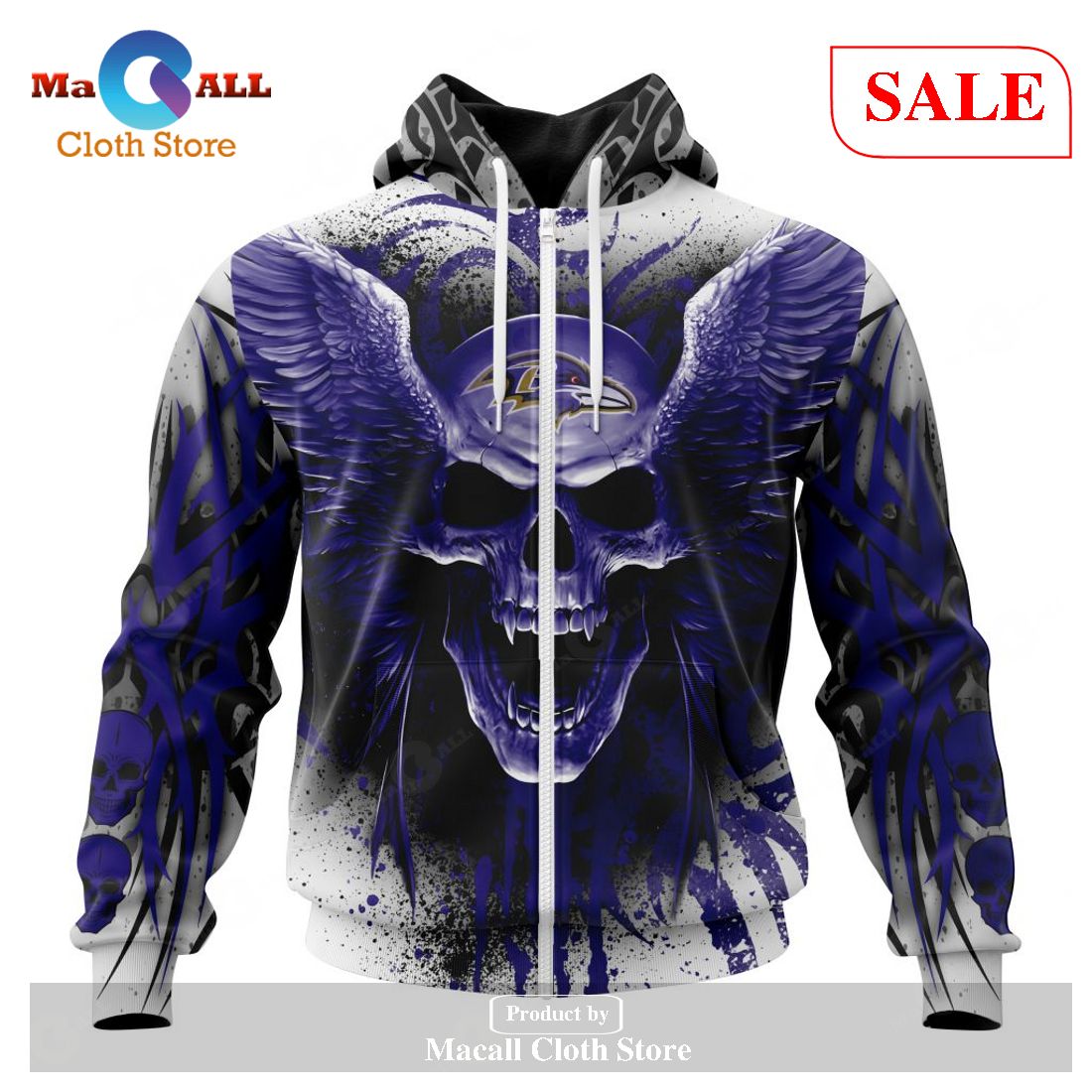 [SALE] NFL Baltimore Ravens Special Kits With Skull Art Hoodie Sweatshirt 3D LIMITED EDITION