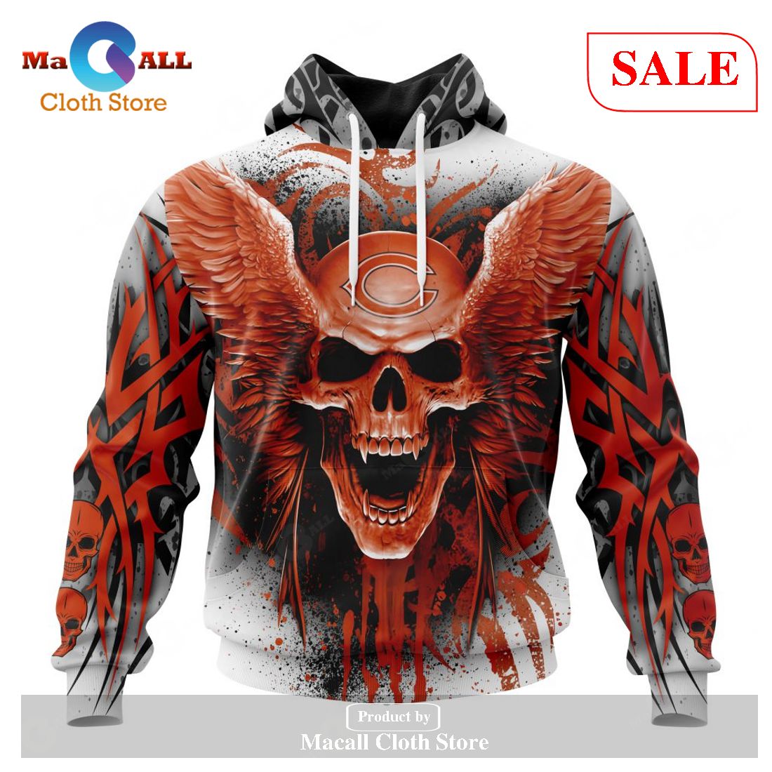 [SALE] NFL Chicago Bears Special Kits With Skull Art Hoodie Sweatshirt 3D LIMITED EDITION