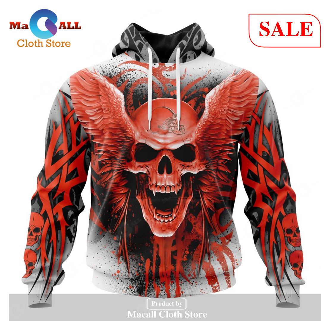 [SALE] NFL Cleveland Browns Special Kits With Skull Art Hoodie Sweatshirt 3D LIMITED EDITION