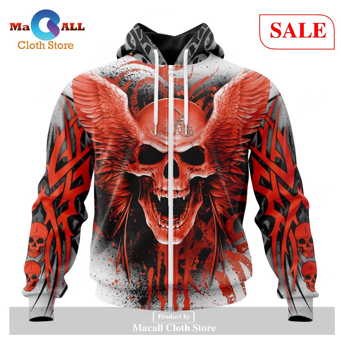 [SALE] NFL Cleveland Browns Special Kits With Skull Art Hoodie Sweatshirt 3D LIMITED EDITION