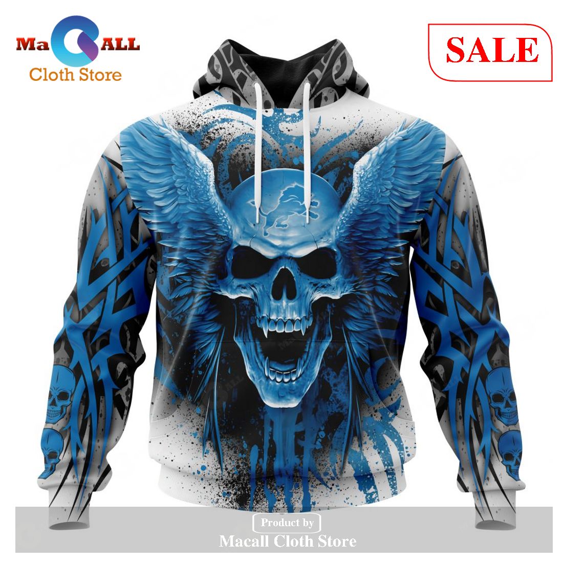 [SALE] NFL Detroit Lions Special Kits With Skull Art Hoodie Sweatshirt 3D LIMITED EDITION