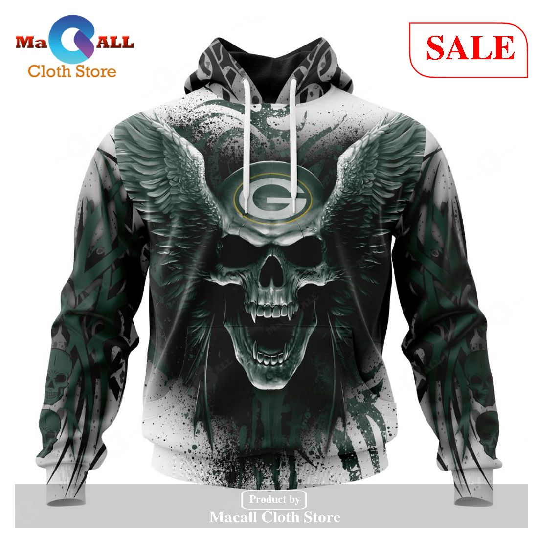 [SALE] NFL Green Bay Packers Special Kits With Skull Art Hoodie Sweatshirt 3D LIMITED EDITION