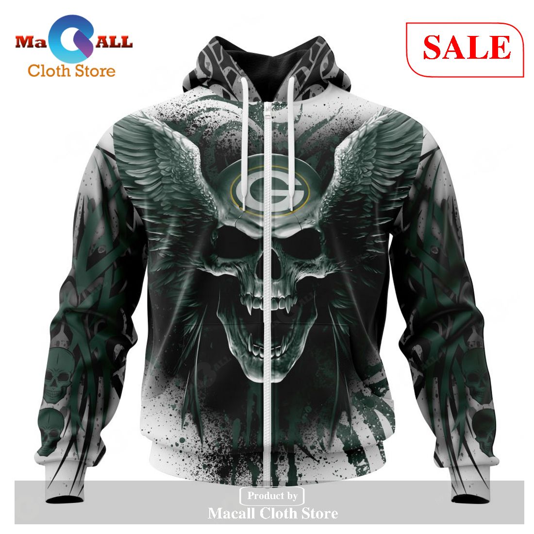 [SALE] NFL Green Bay Packers Special Kits With Skull Art Hoodie Sweatshirt 3D LIMITED EDITION