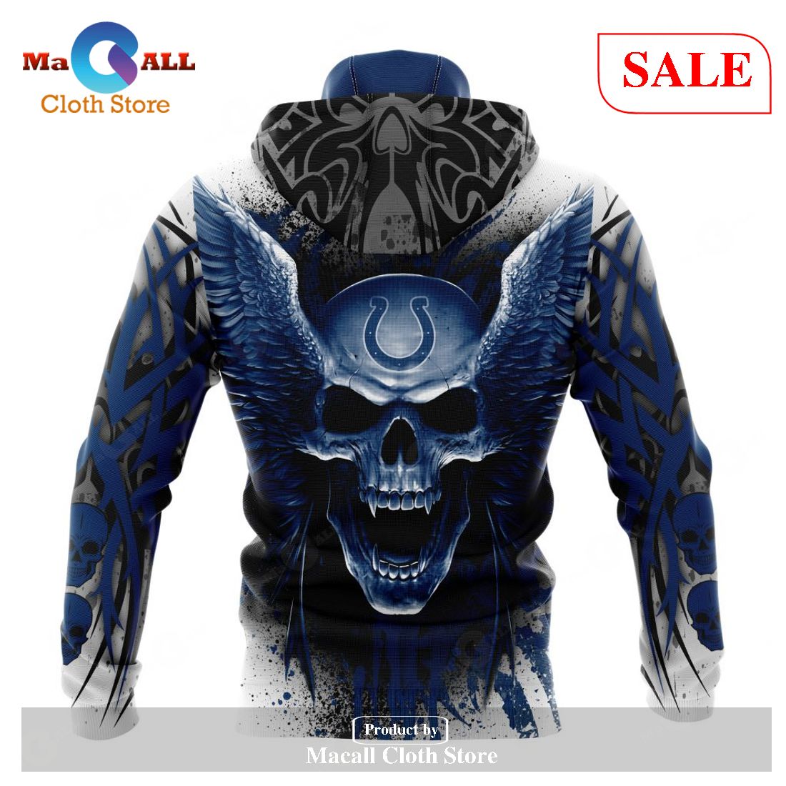 Indianapolis Colts Hoodie 3D Beautiful Skull Colts Gift