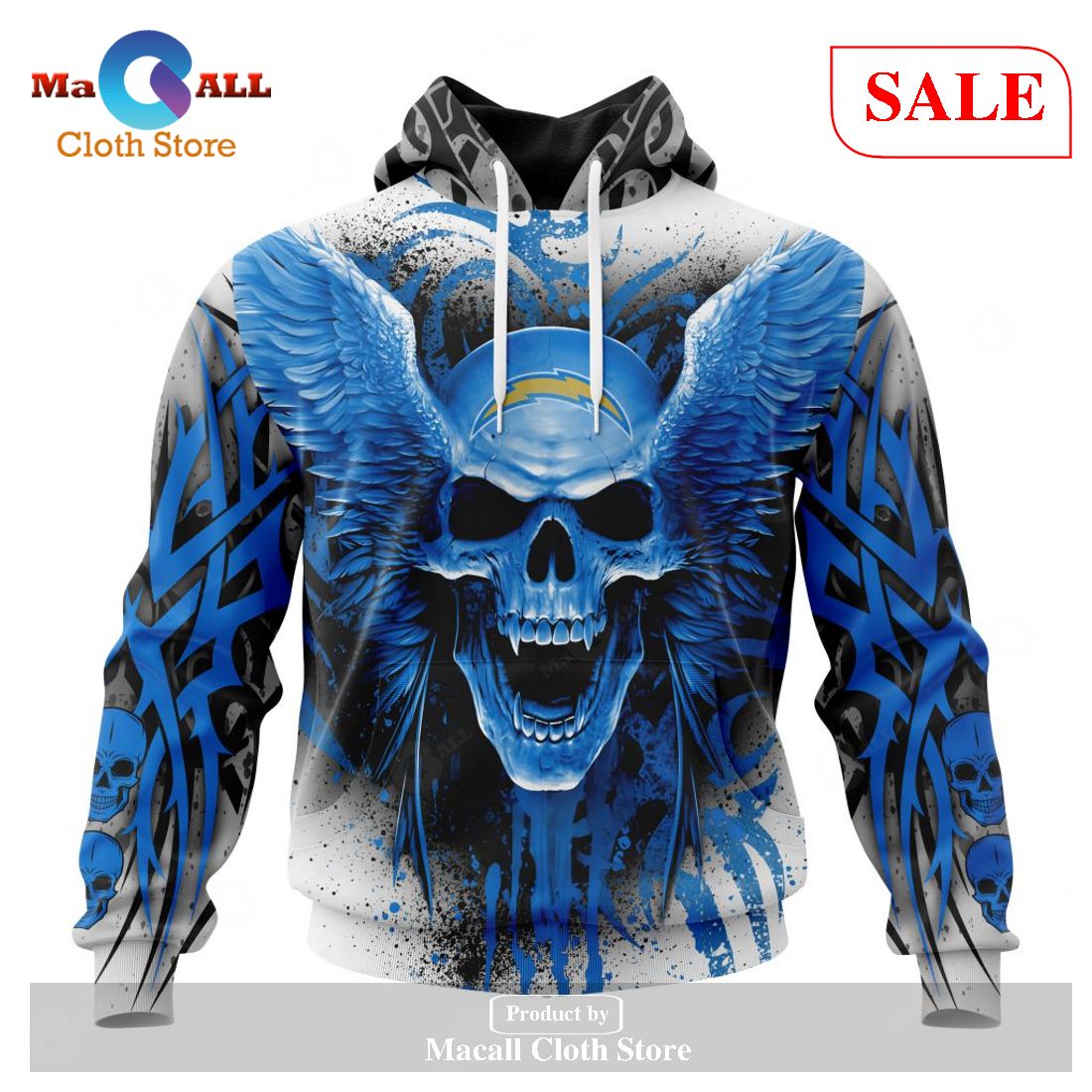 [SALE] NFL Los Angeles Chargers Special Kits With Skull Art Hoodie Sweatshirt 3D LIMITED EDITION