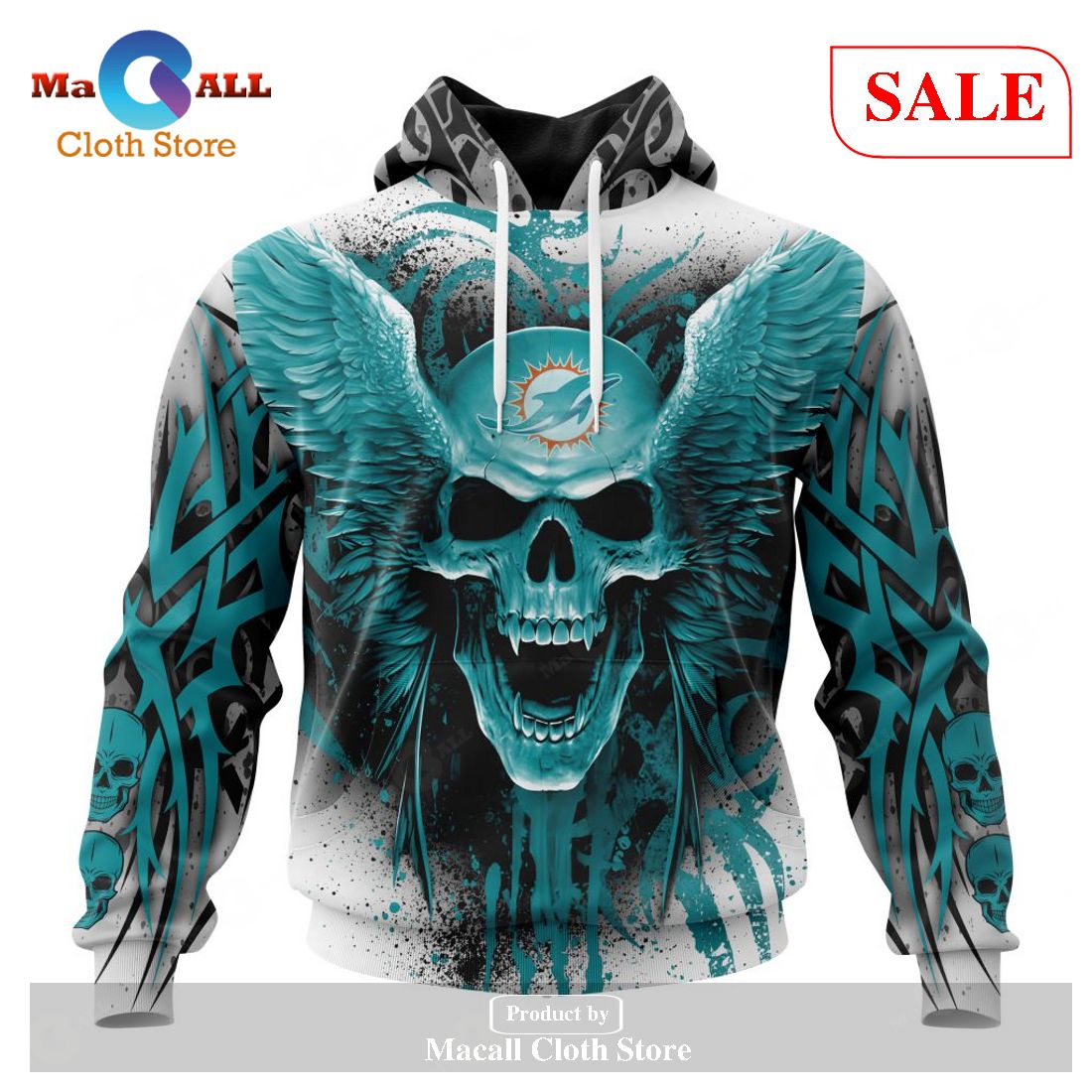 [SALE] NFL Miami Dolphins Special Kits With Skull Art Hoodie Sweatshirt 3D LIMITED EDITION