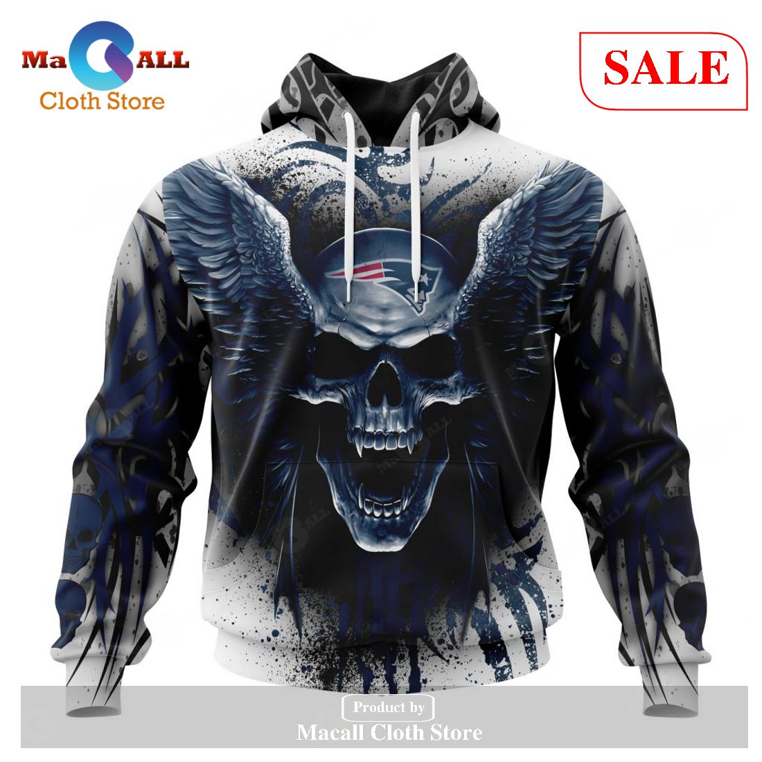 [SALE] NFL New England Patriots Special Kits With Skull Art Hoodie Sweatshirt 3D LIMITED EDITION