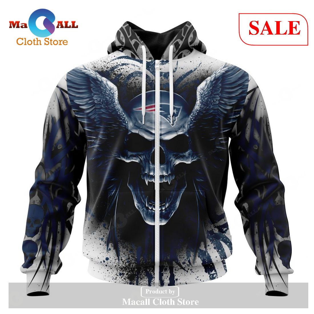 [SALE] NFL New England Patriots Special Kits With Skull Art Hoodie Sweatshirt 3D LIMITED EDITION
