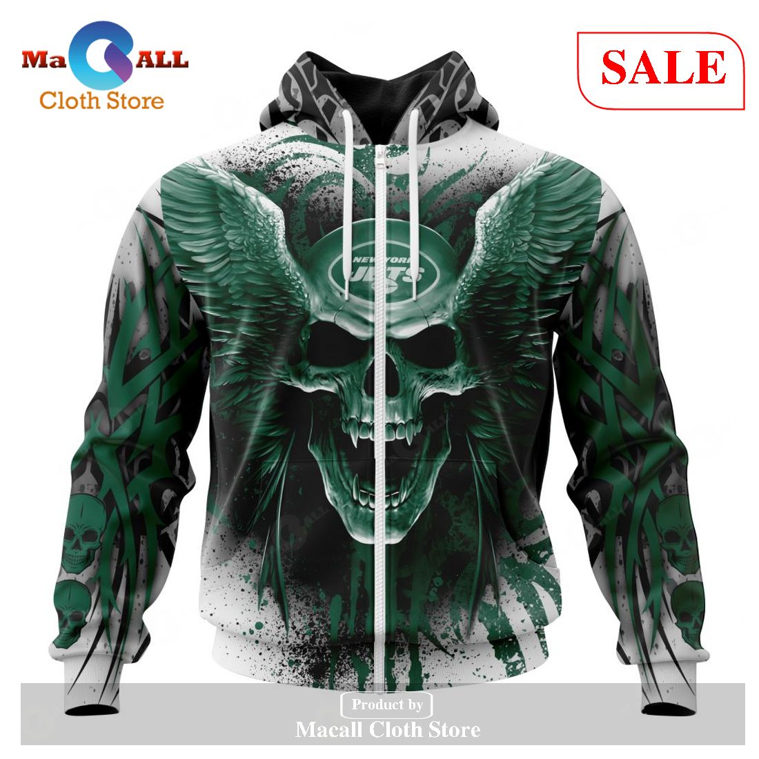[SALE] NFL New York Jets Special Kits With Skull Art Hoodie Sweatshirt 3D LIMITED EDITION