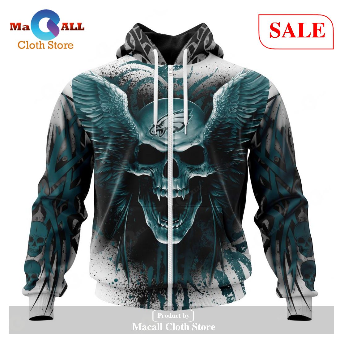 [SALE] NFL Philadelphia Eagles Special Kits With Skull Art Hoodie Sweatshirt 3D LIMITED EDITION