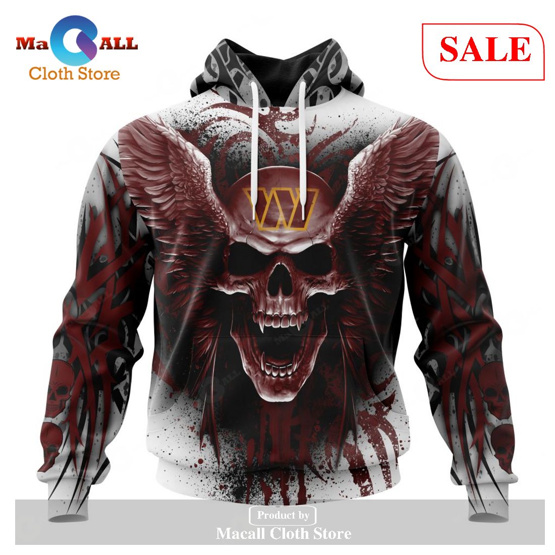 [SALE] NFL Washington Commanders Special Kits With Skull Art Hoodie Sweatshirt 3D LIMITED EDITION