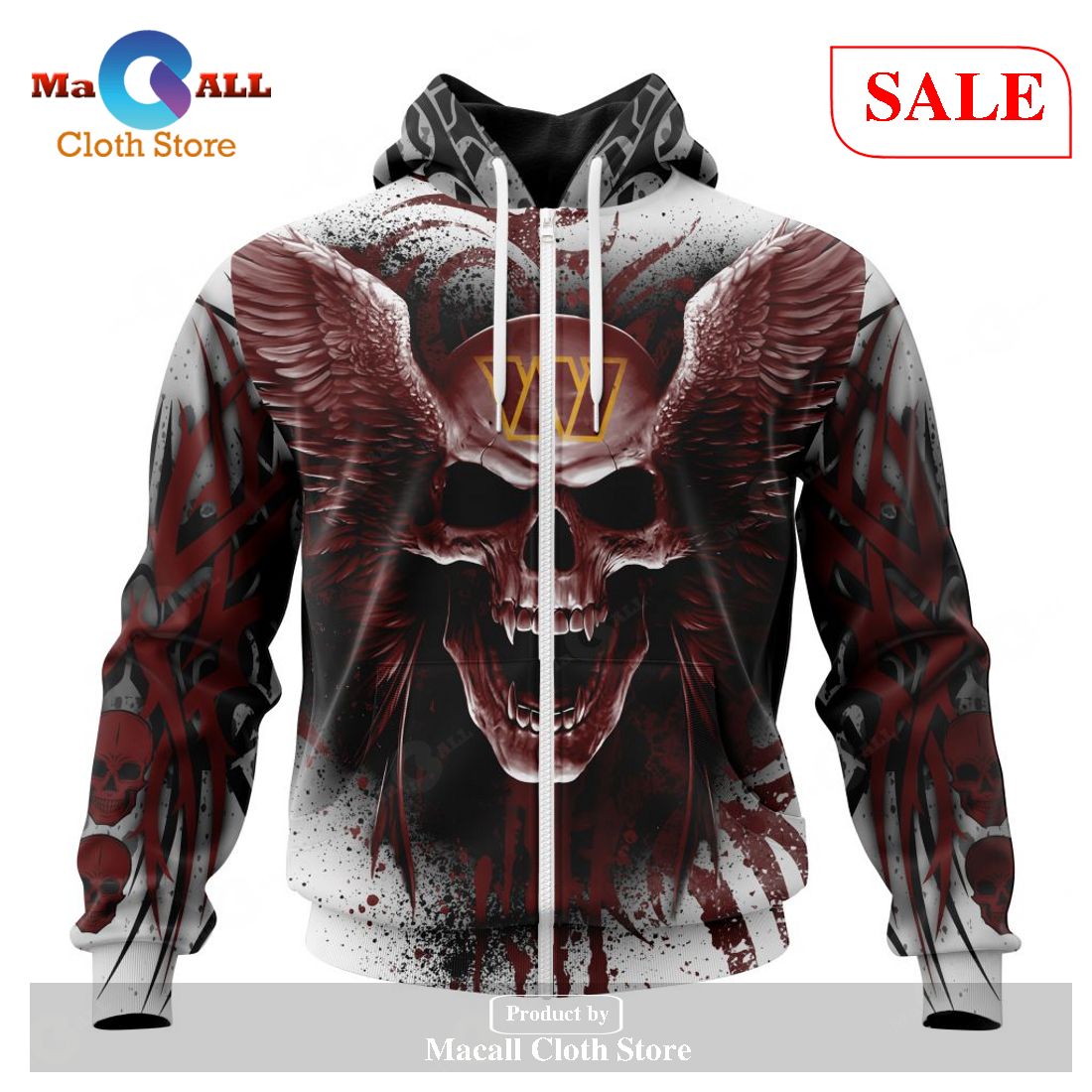 [SALE] NFL Washington Commanders Special Kits With Skull Art Hoodie Sweatshirt 3D LIMITED EDITION