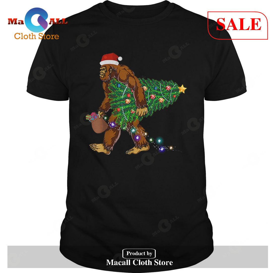[SALE] Bigfoot Carrying Christmas Tree Sasquatch Santa T-Shirt