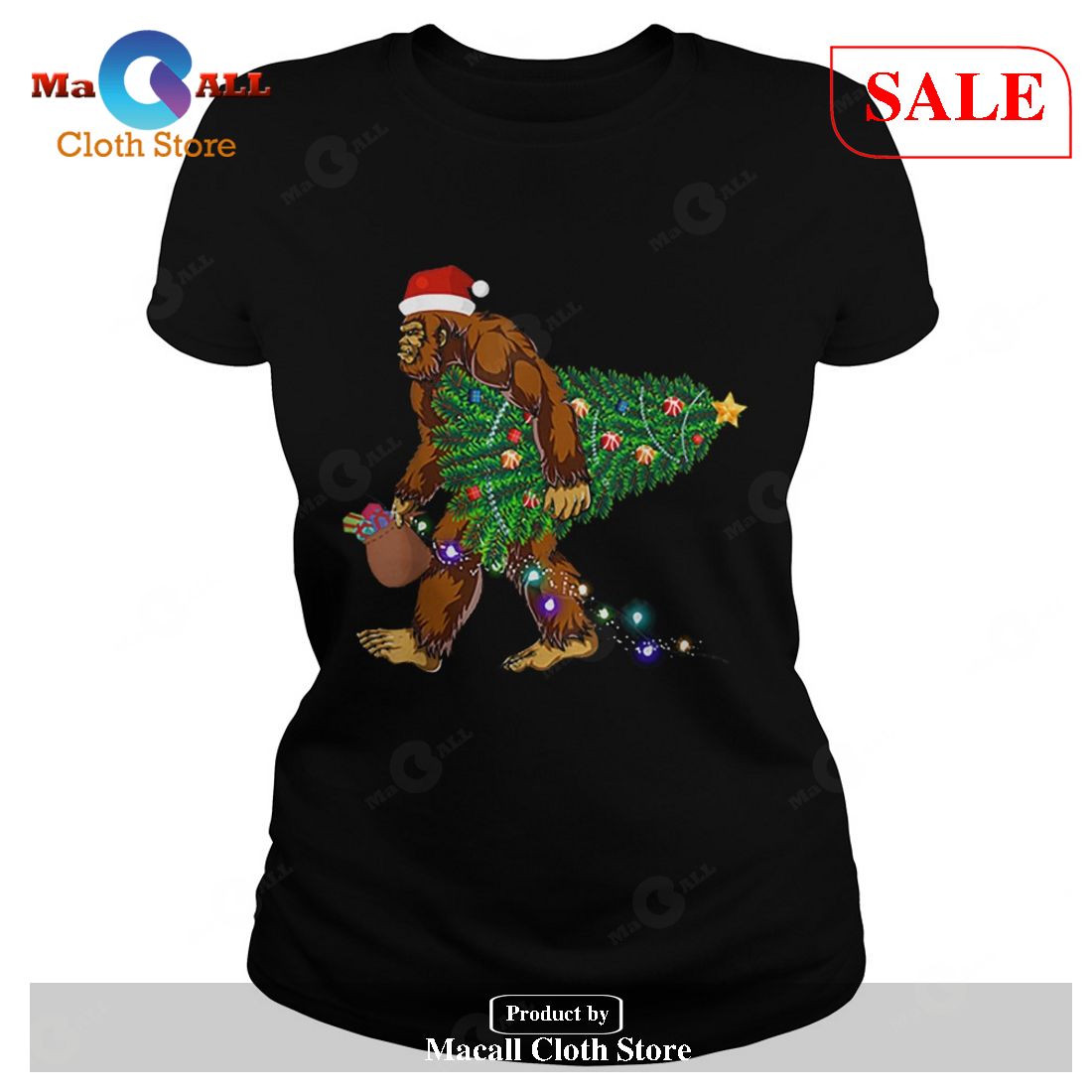 [SALE] Bigfoot Carrying Christmas Tree Sasquatch Santa T-Shirt