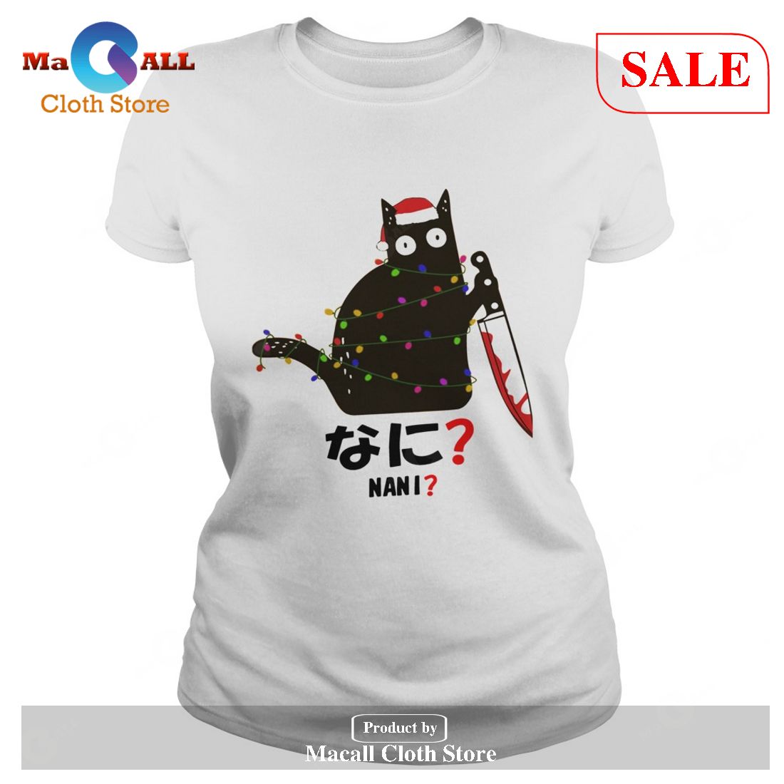 [SALE] Black Cat Santa Knife Nani Christmas T-Shirt