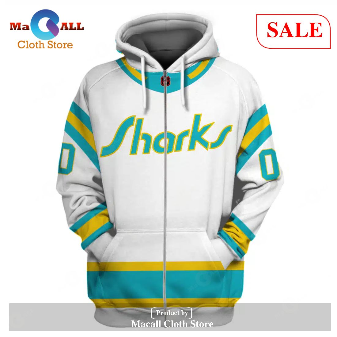 [SALE] Personalized Name And Number NHL Reverse Retro Jerseys San Jose Sharks Hoodie Sweatshirt 3D