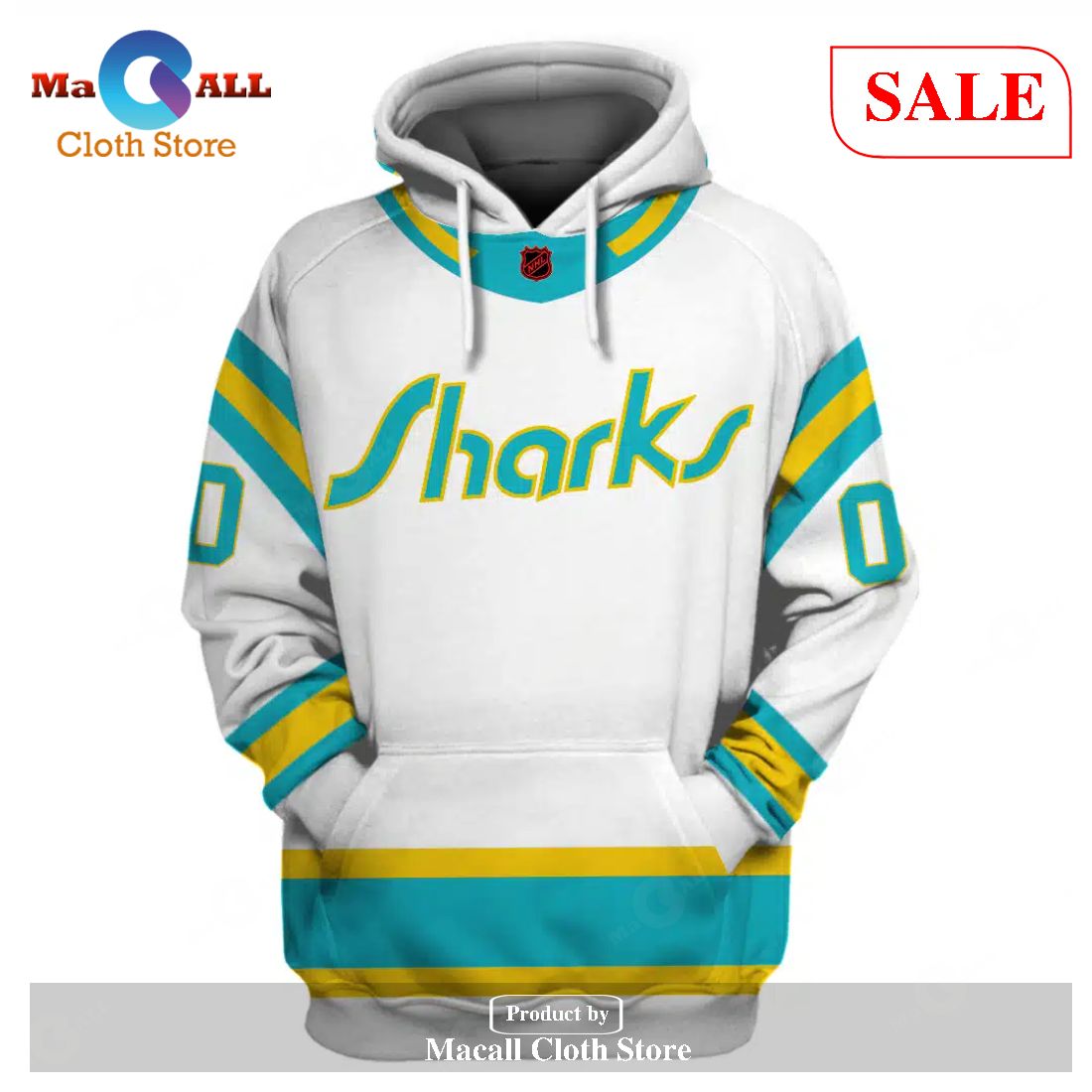 [SALE] Personalized Name And Number NHL Reverse Retro Jerseys San Jose Sharks Hoodie Sweatshirt 3D