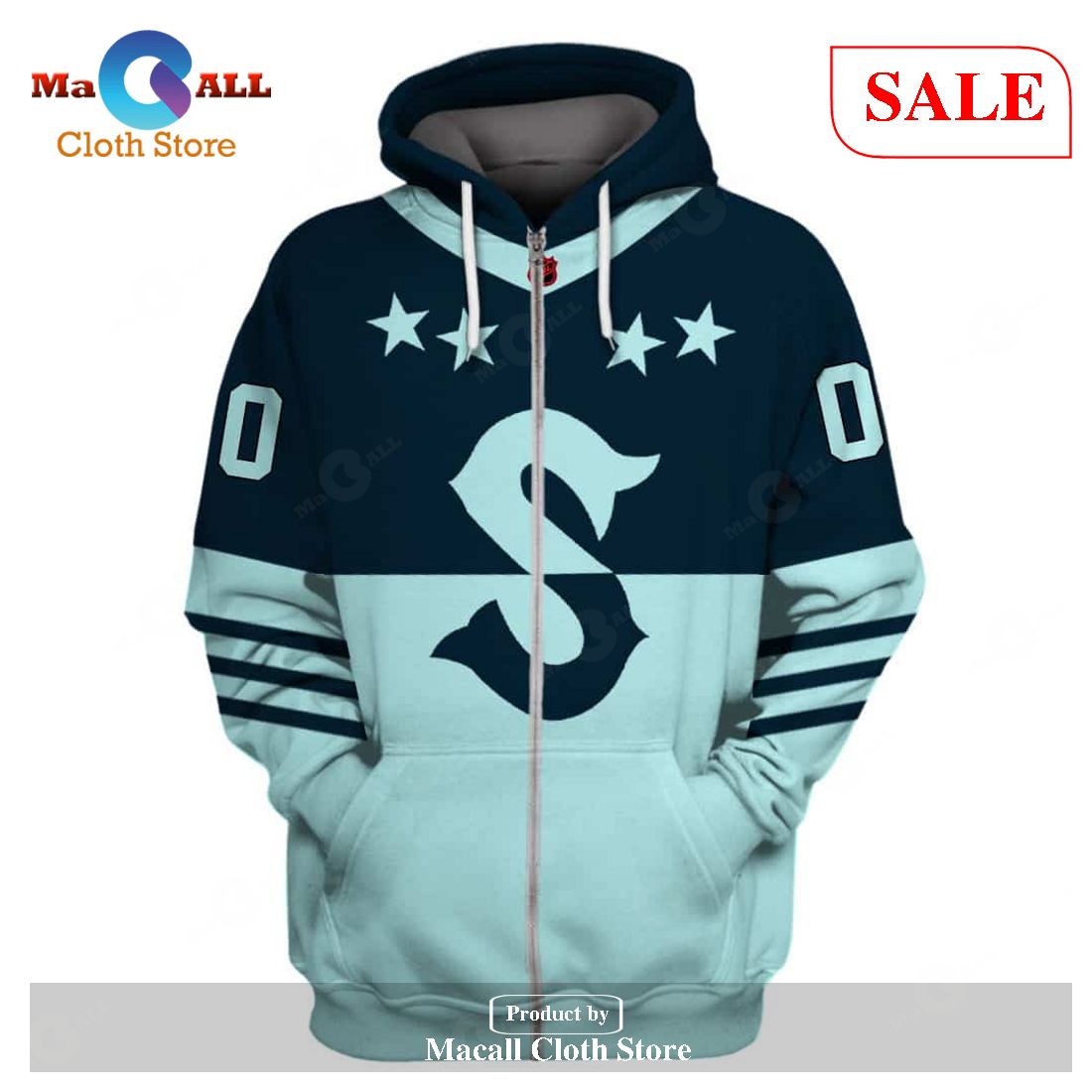 [SALE] Personalized Name And Number NHL Reverse Retro Jerseys Seattle Kraken Hoodie Sweatshirt 3D