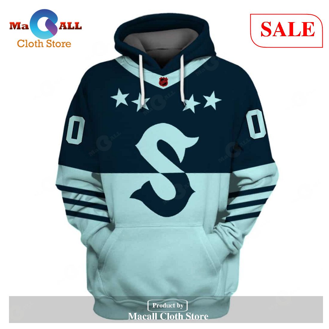 [SALE] Personalized Name And Number NHL Reverse Retro Jerseys Seattle Kraken Hoodie Sweatshirt 3D