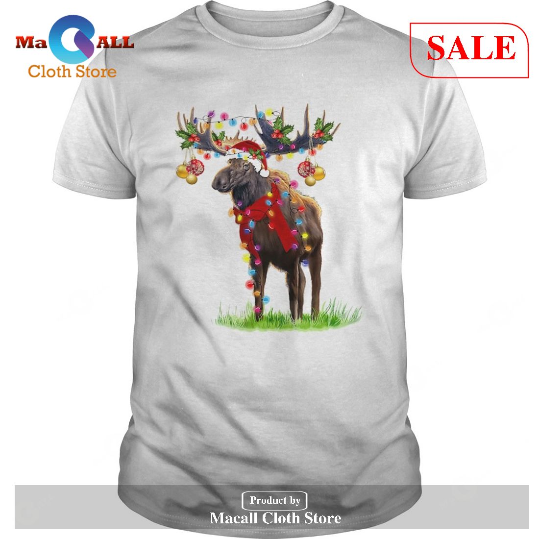 [SALE] Moose santa gorgeous reindeer Christmas light T-Shirt