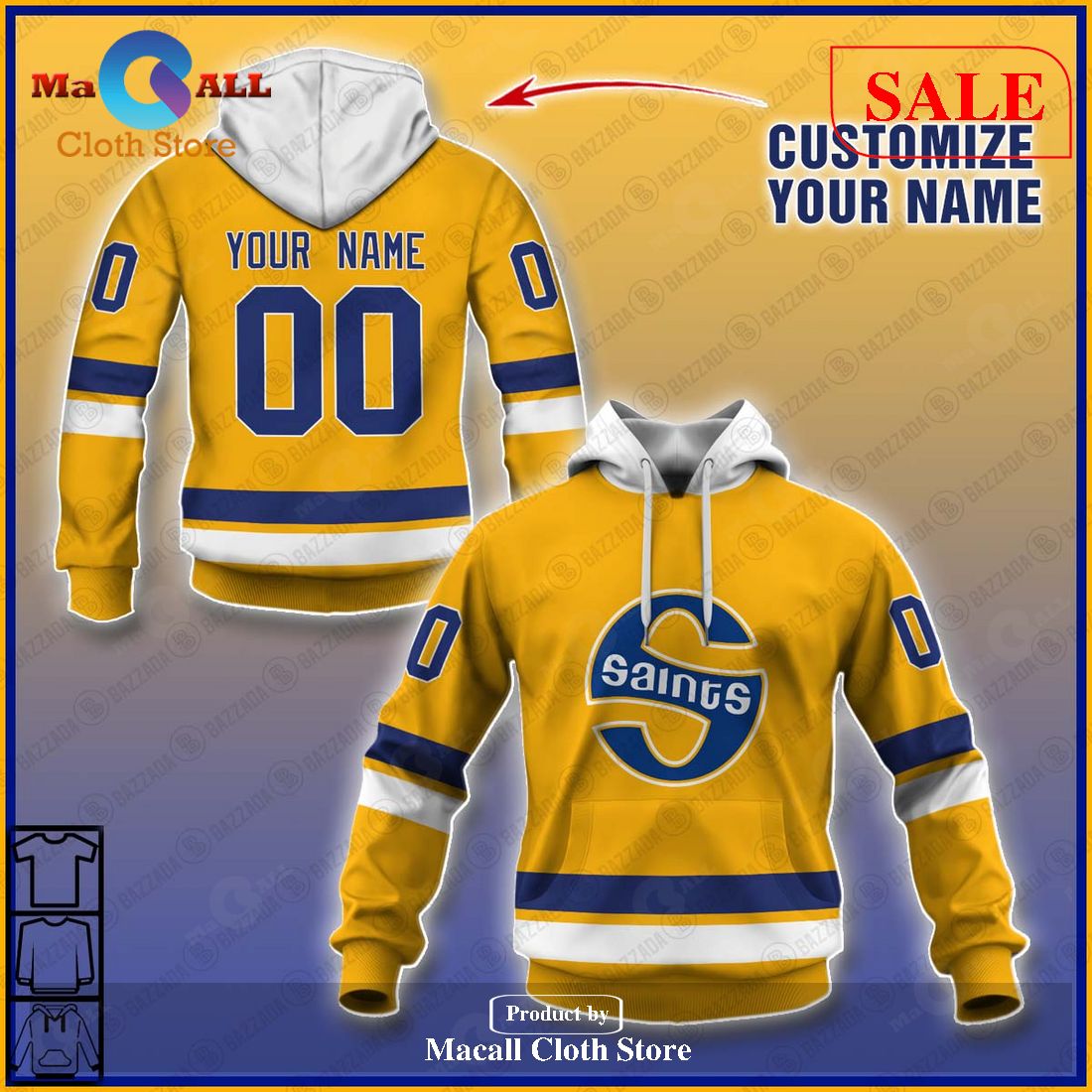 [SALE] Personalized WHA Retro Minnesota Fighting Saints Yellow 1972 Hoodie Sweatshirt 3D LIMITED EDITION